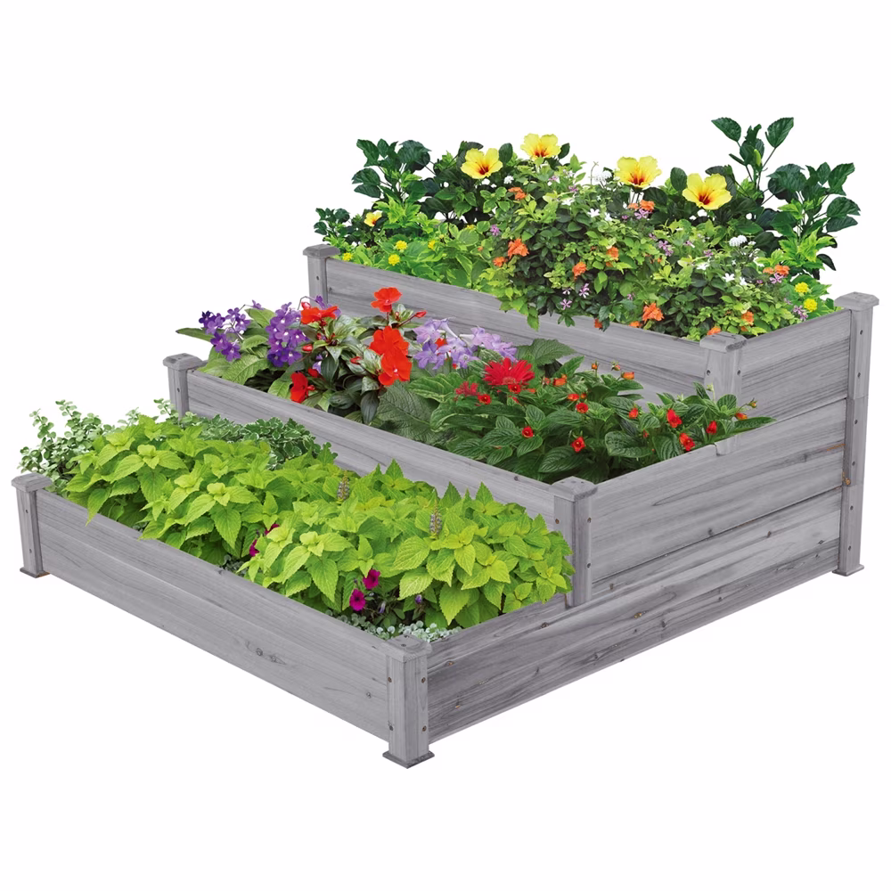 Yaheetech 3 Tier Raised Garden Bed Elevated Planter,Gray