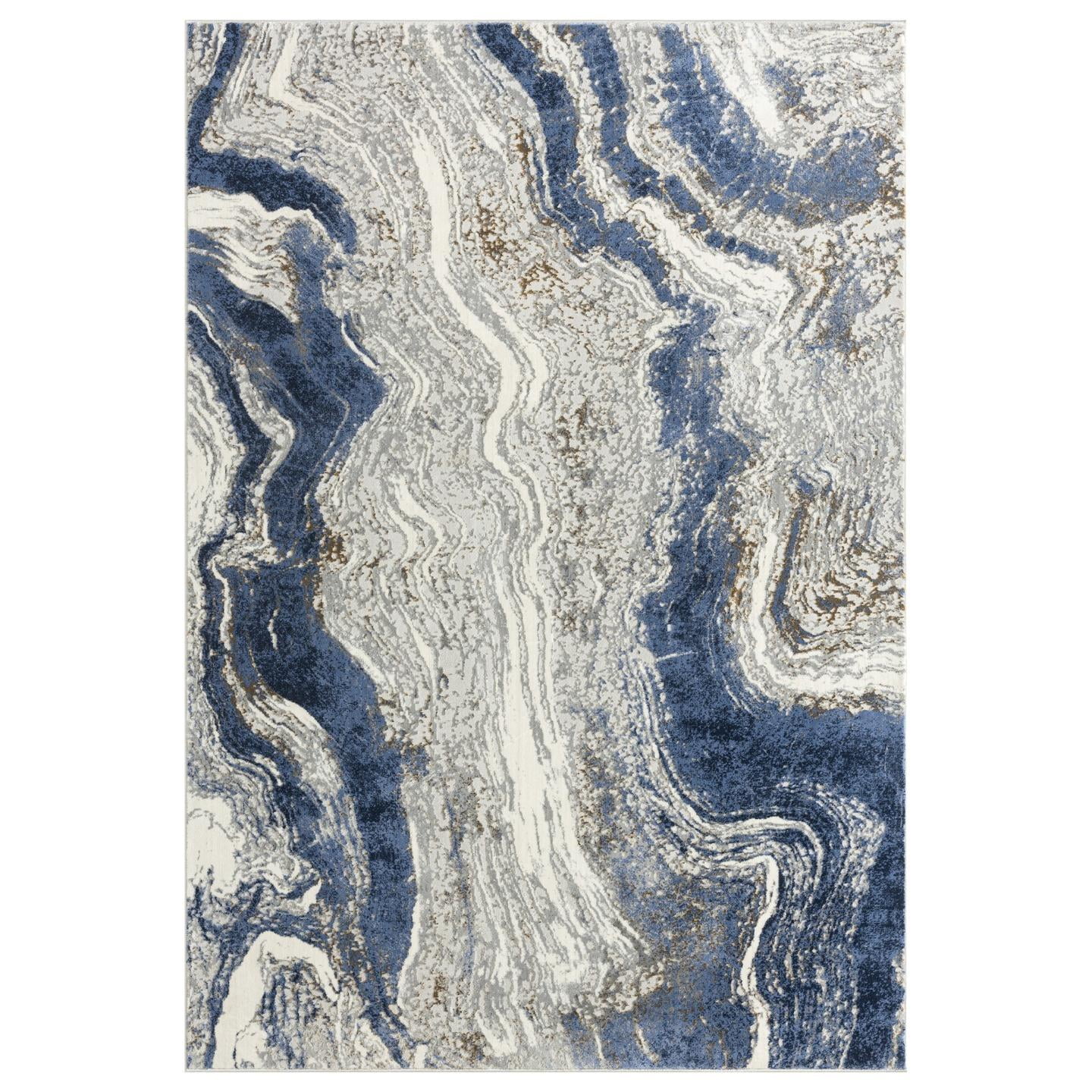 Luxe Weavers Marble Collection Blue 8x10 Artistic Abstract Area Rug