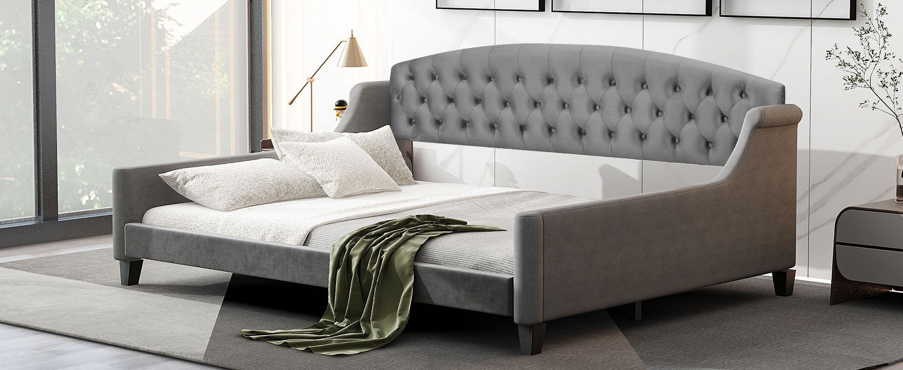 CoSoTower Modern Luxury Tufted Button Daybed, Full, Gray