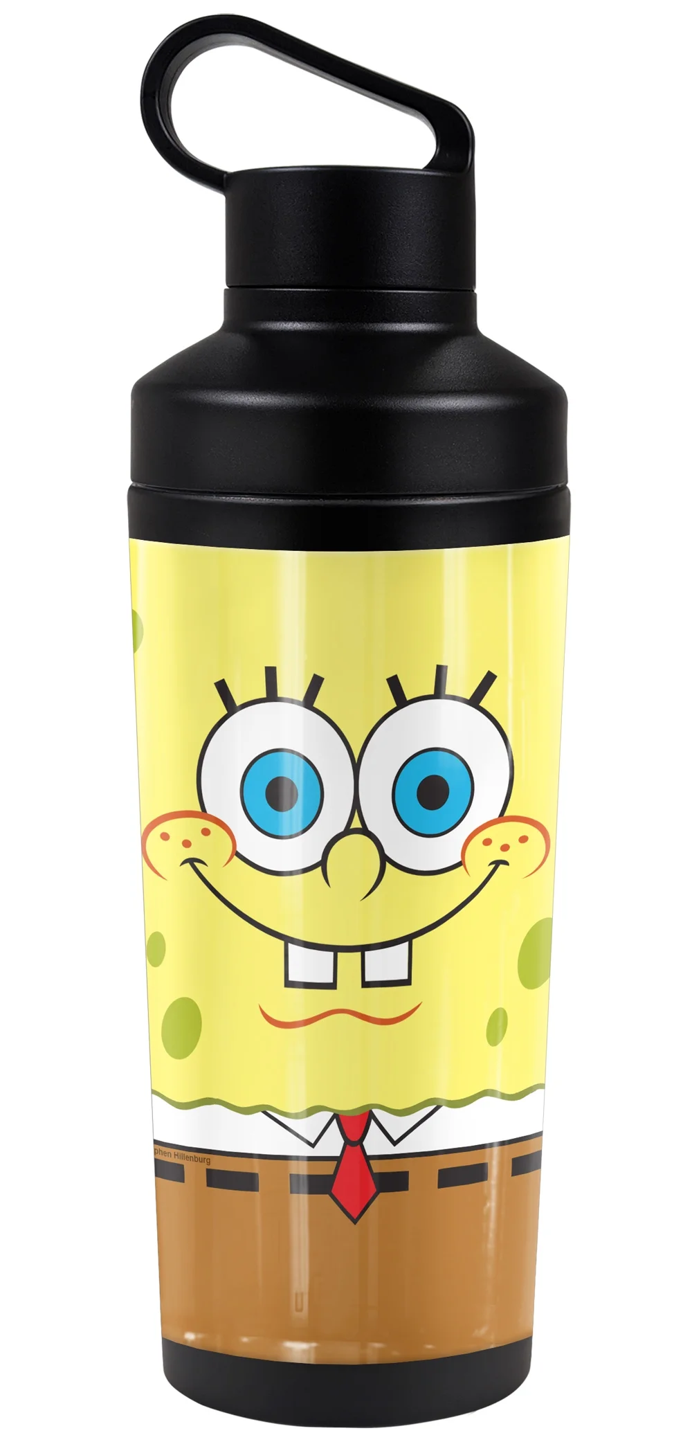 Spongebob Official Dual Face 18 oz Insulated Water Bottle, Leak Resistant, Vacuum Insulated Stainless Steel with 2-in-1 Loop Cap
