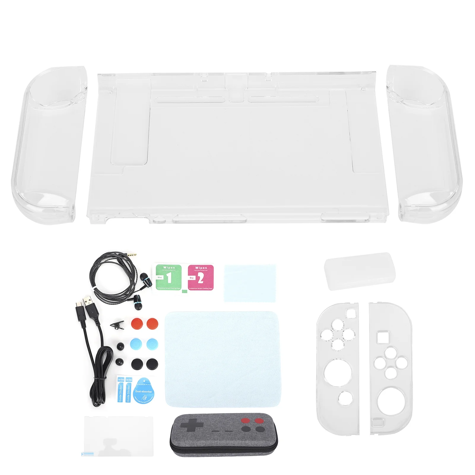 Screen Protector Storage Bag Case 14 in 1 Explosion?proof Game Accessory Set Anti?slip for Switch