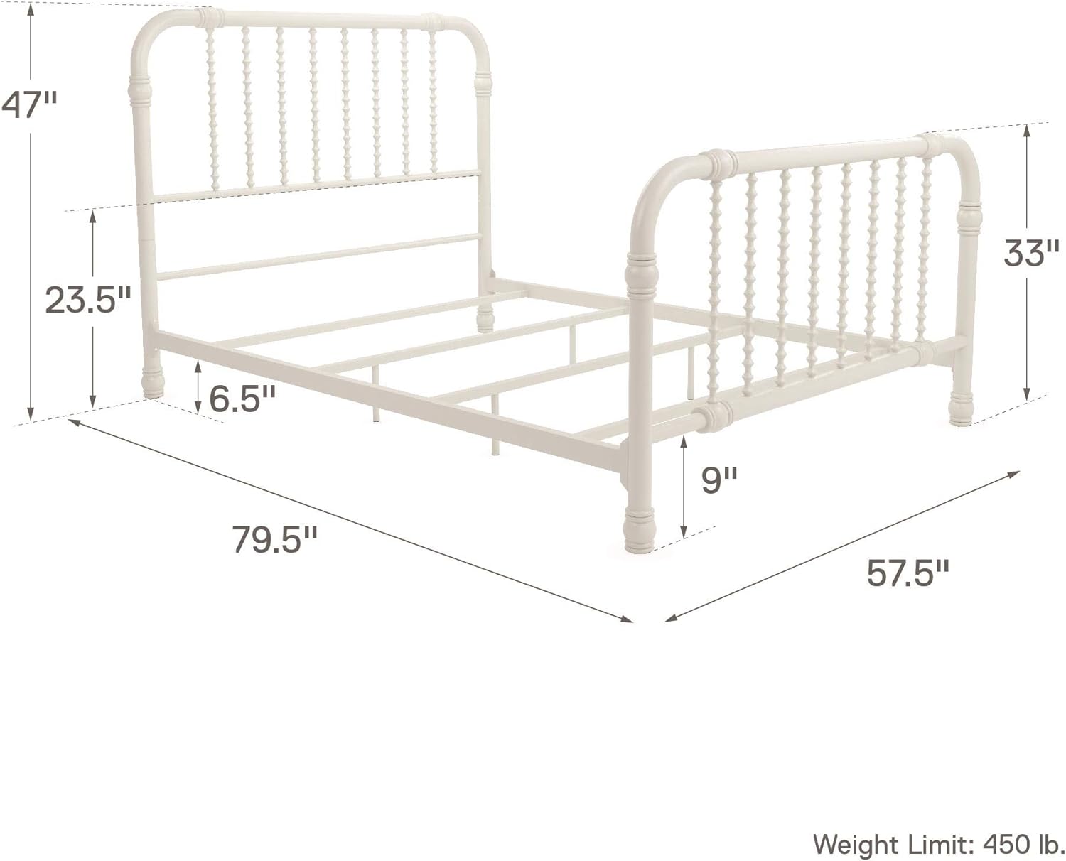 Monarch Hill Wren Metal Bed Full, White