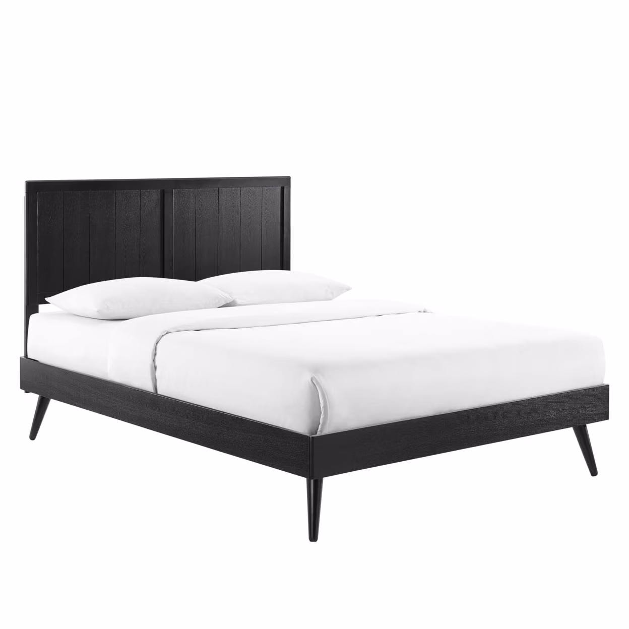 Modway Alana Queen Wood Platform Bed With Splayed Legs in Black