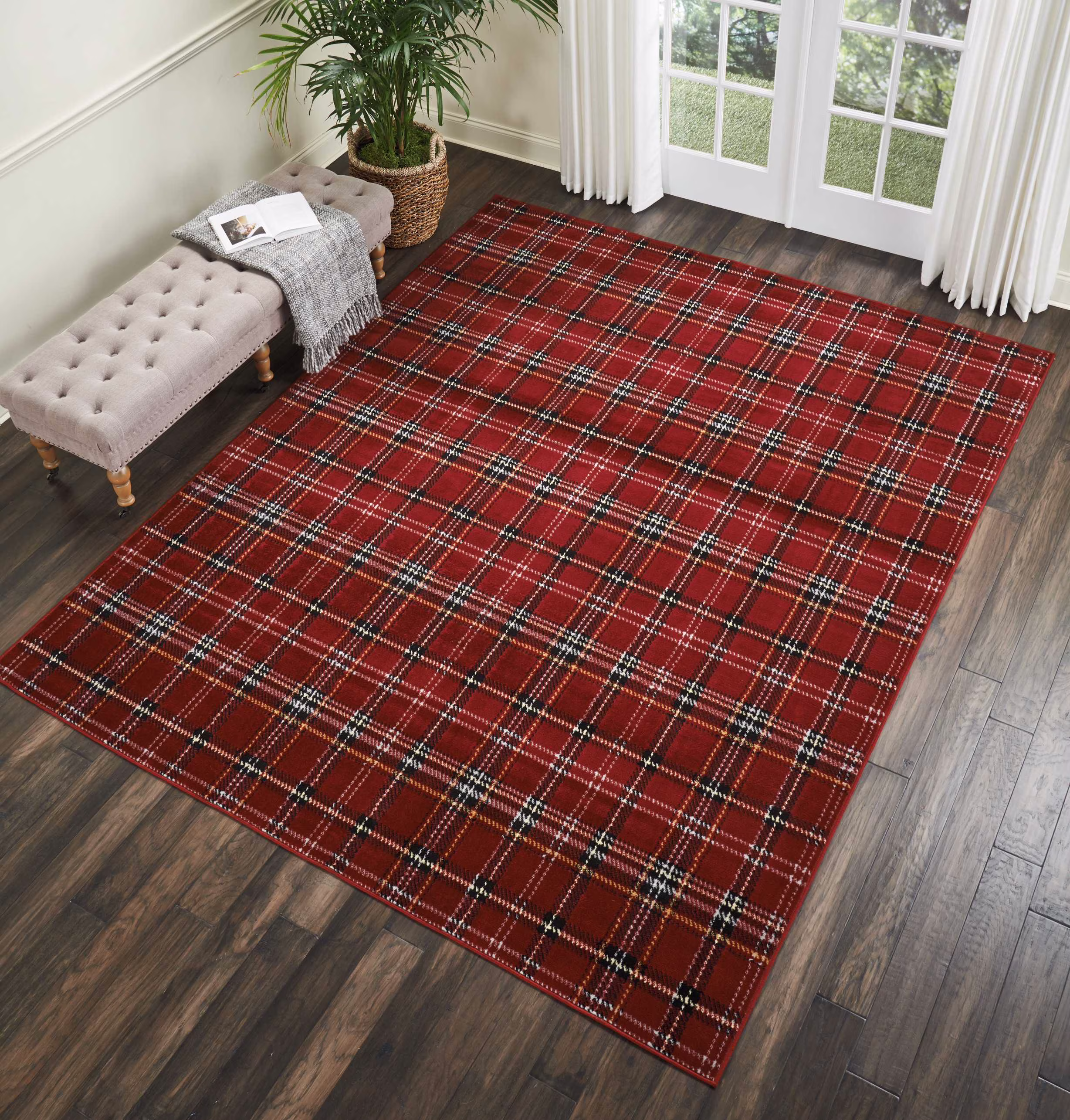Nourison Grafix Plaid Red 7'10