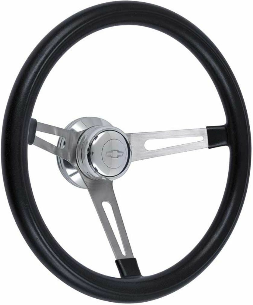 1955-1994 Chevrolet Retro Foam Steering Wheel Kit Polished Hub w/ Bowtie Emblem