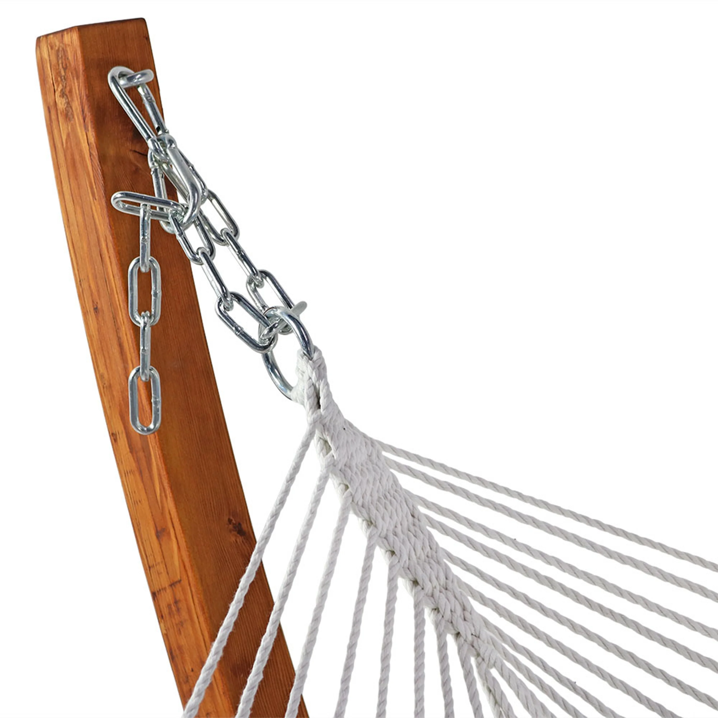 Sunnydaze 2-Person Double Quilted Hammock with Wooden Stand - Catalina Beach - 12'