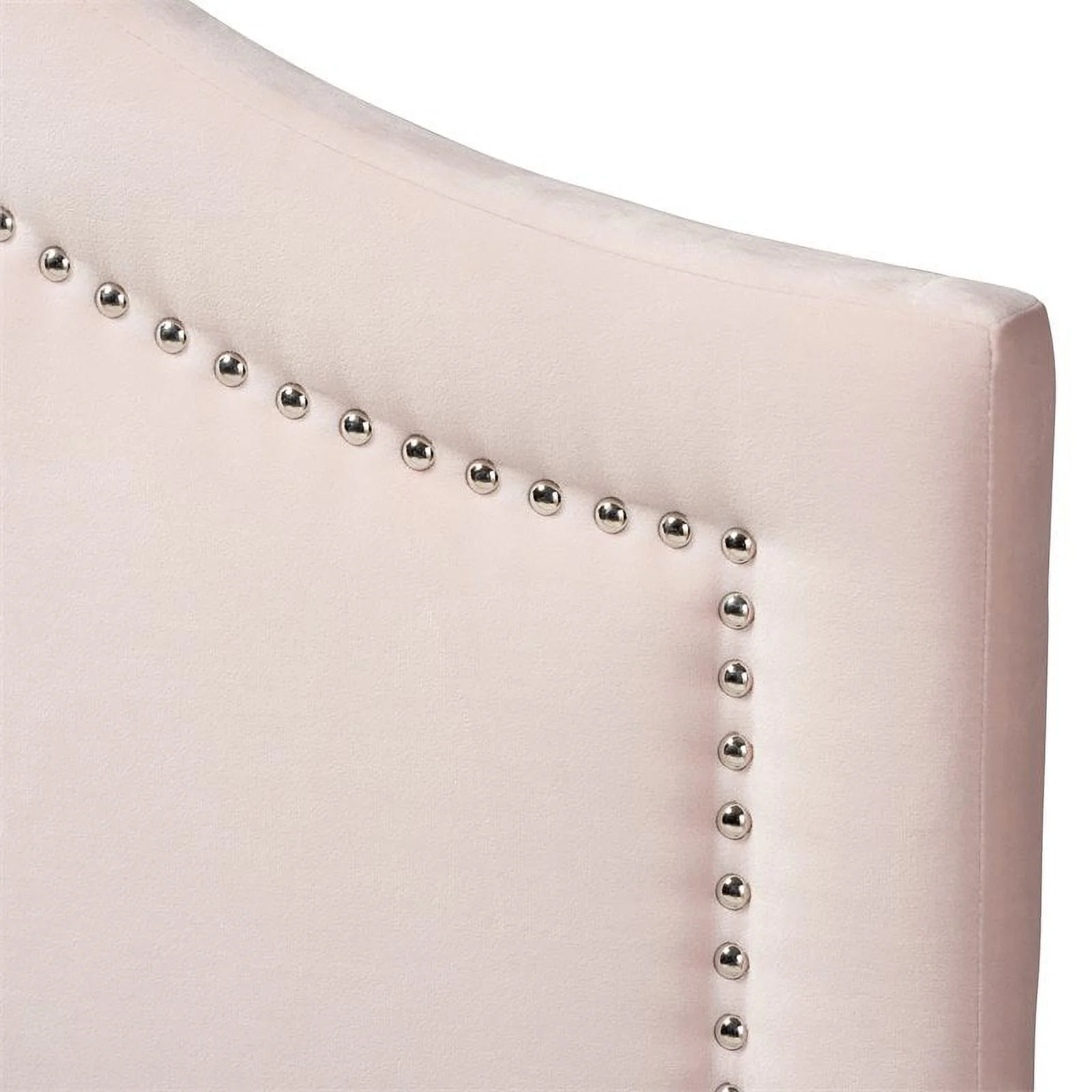 Bowery Hill Modern Velvet/Wood Full Headboard with Adjustable Legs in Pink
