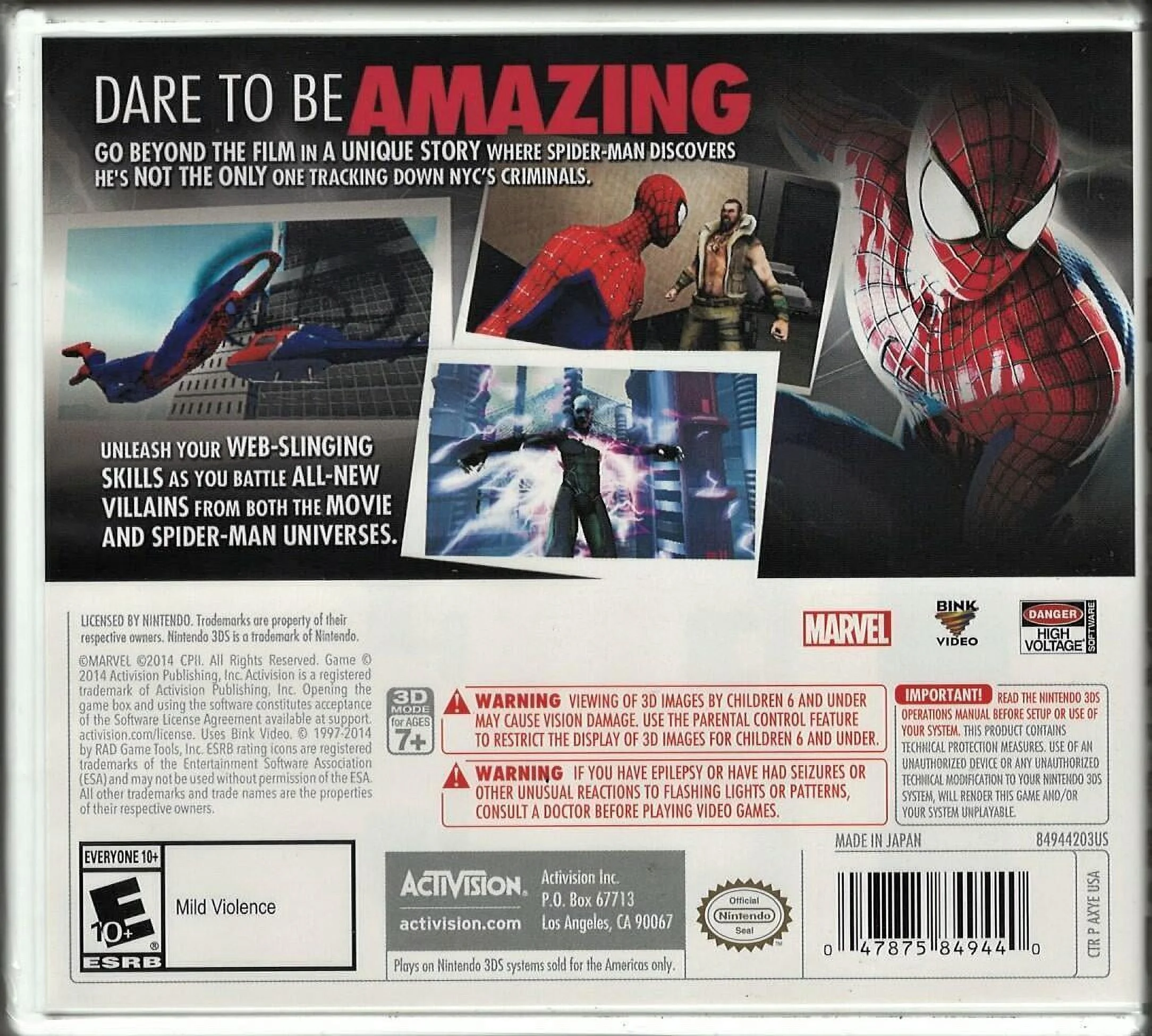 Amazing Spider-Man 2 3DS (Brand New Factory Sealed US Version) Nintendo 3DS, Nin