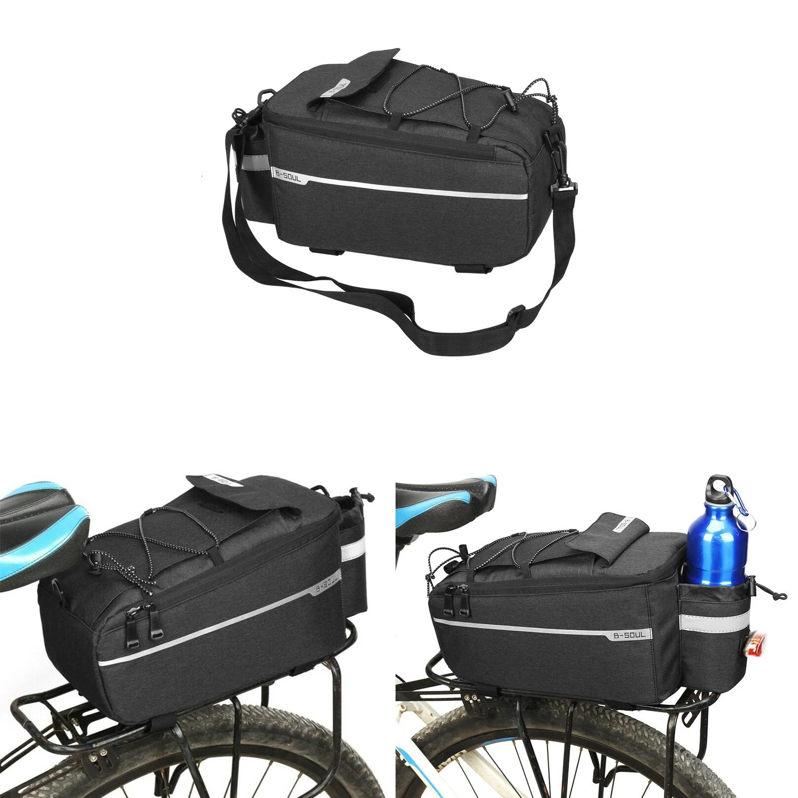 10L Cycle Rear Rack Pannier Trunk Bag , Black, 38x15.5x18cm