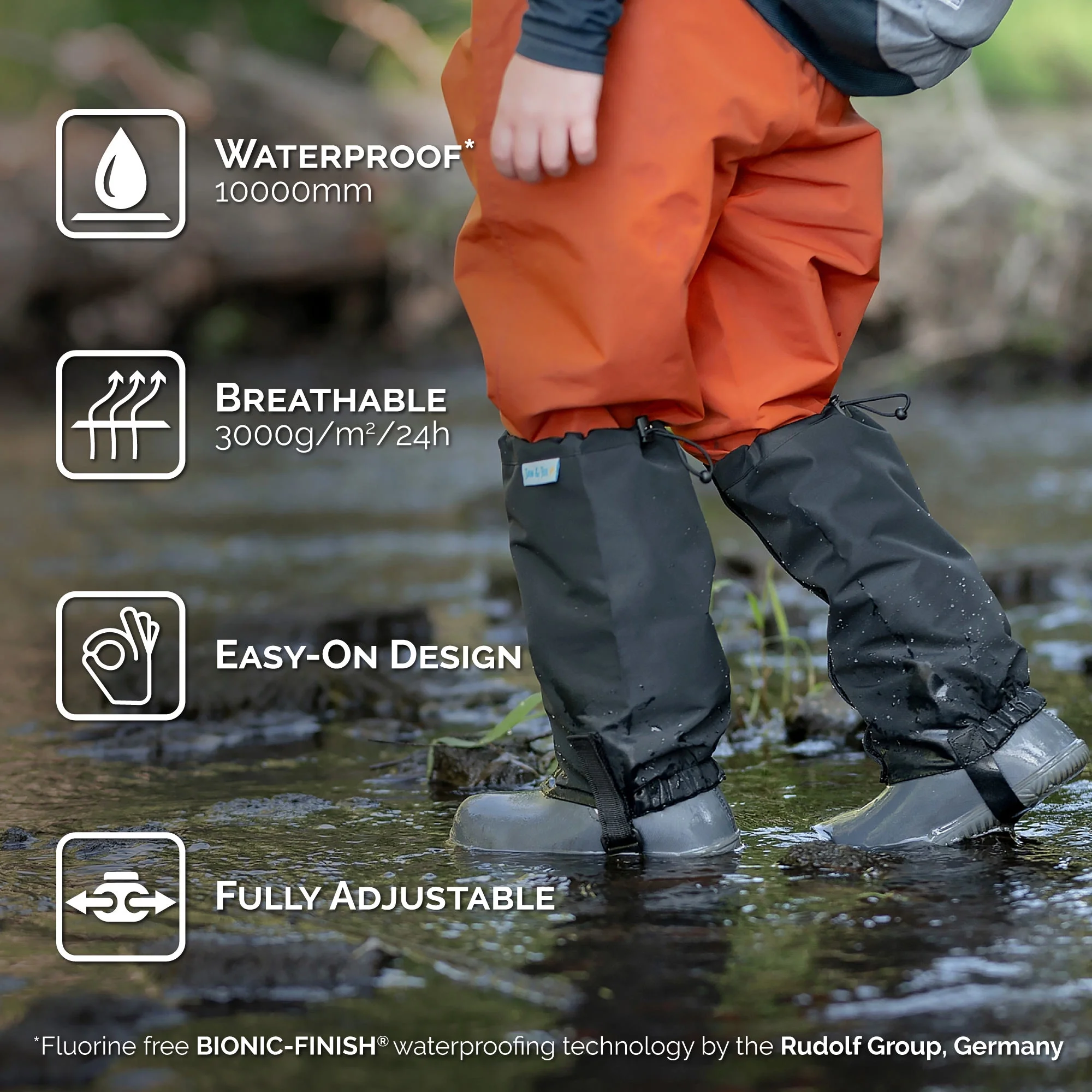 Jan & Jul Kids Unisex Waterproof Boot Gaiters (Black, One-sized)