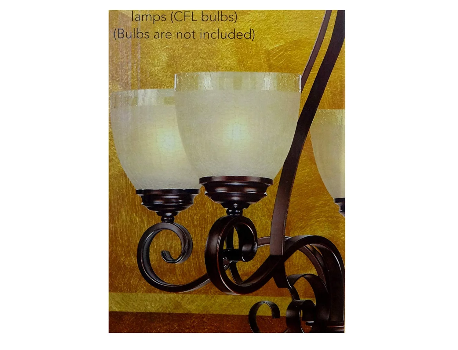 Design Solutions Chandelier 5 Light Amber Crackle Glass