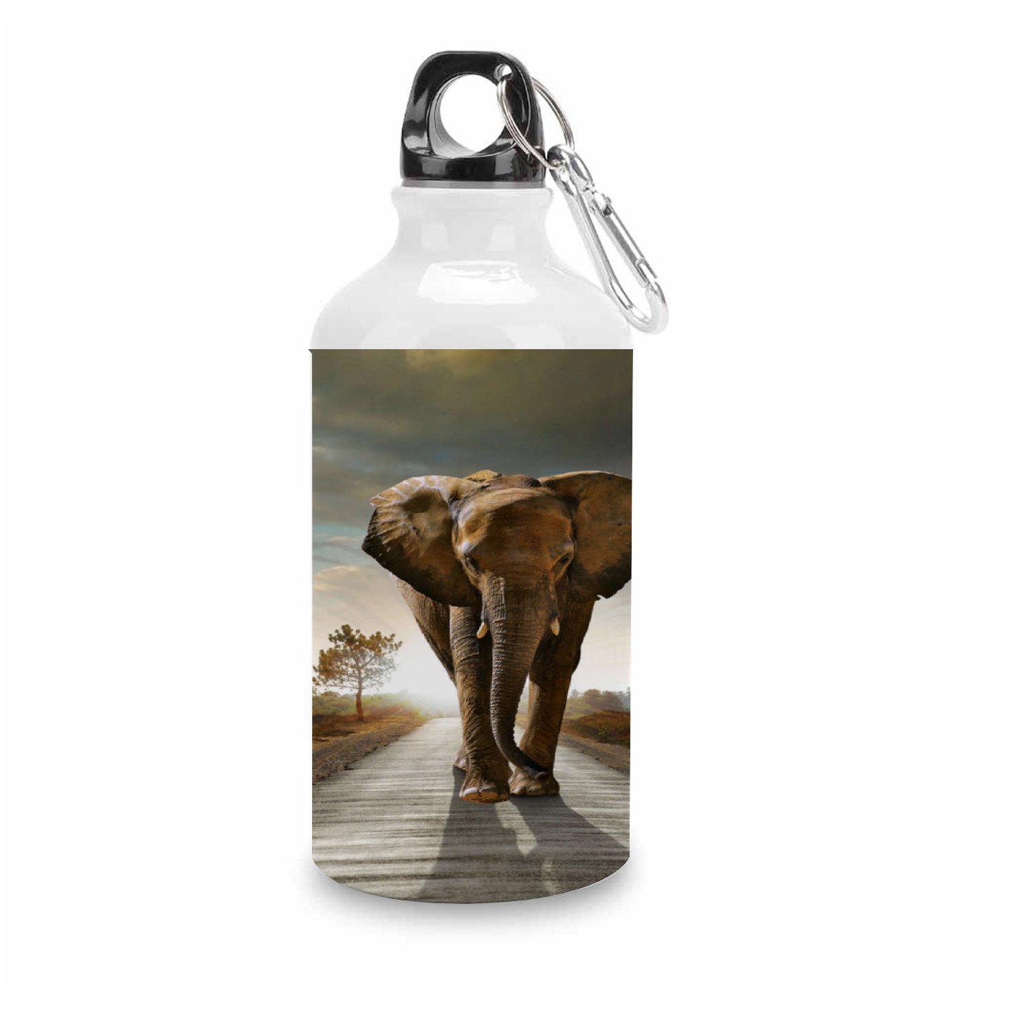 SKYSONIC 400ml Sport Aluminum Water Bottle,Single Elephant,Sport Multipack Leak Proof Easy Carry Travel Bottle with Twist Cap for Gym Hiking Camping Running Bike Outdoor