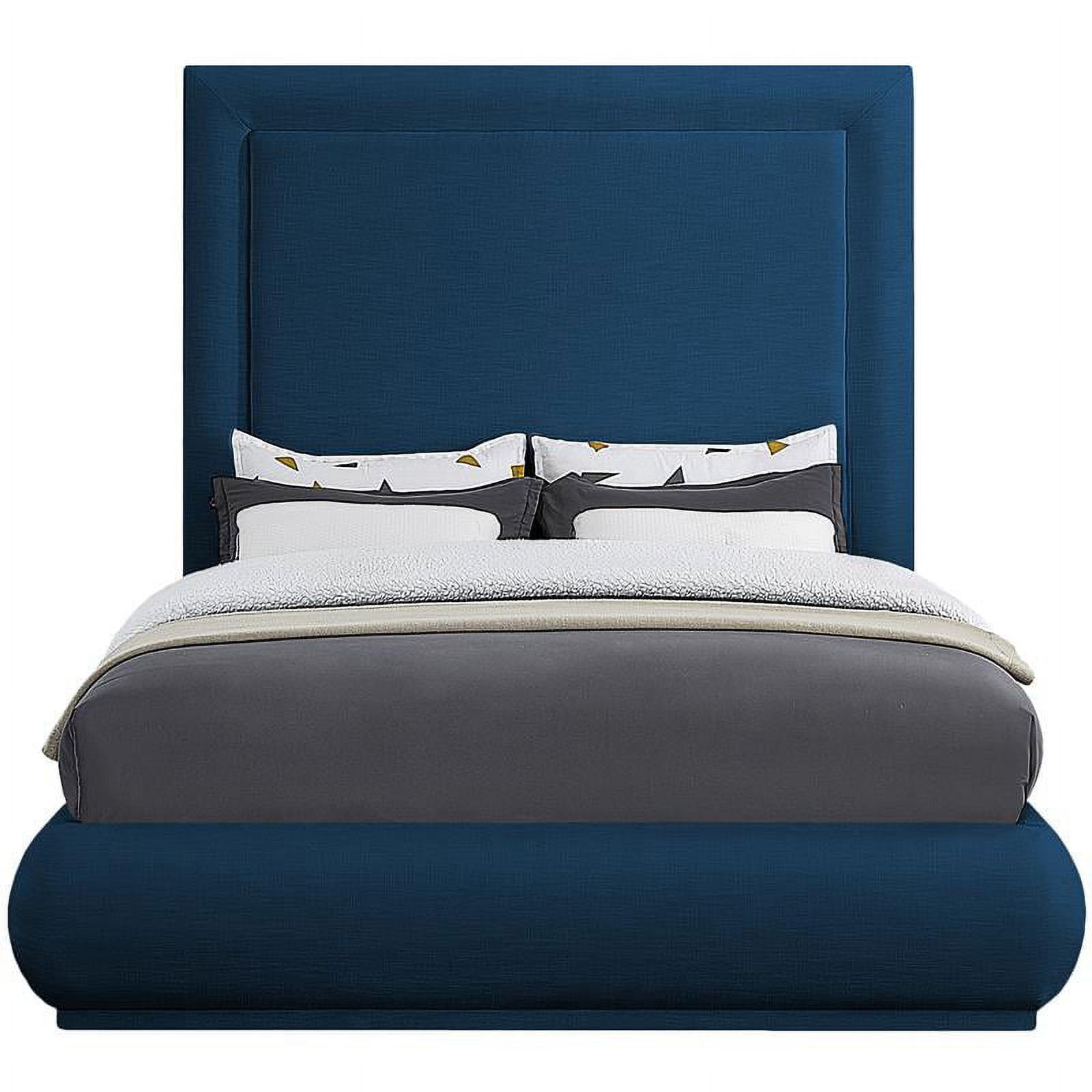 Meridian Furniture Brooke Navy Linen Textured Fabric King Bed