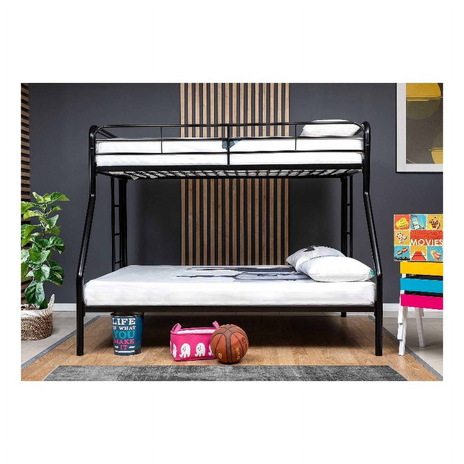 Better Home Products Twin over Full Metal Bunk Bed in Black Color