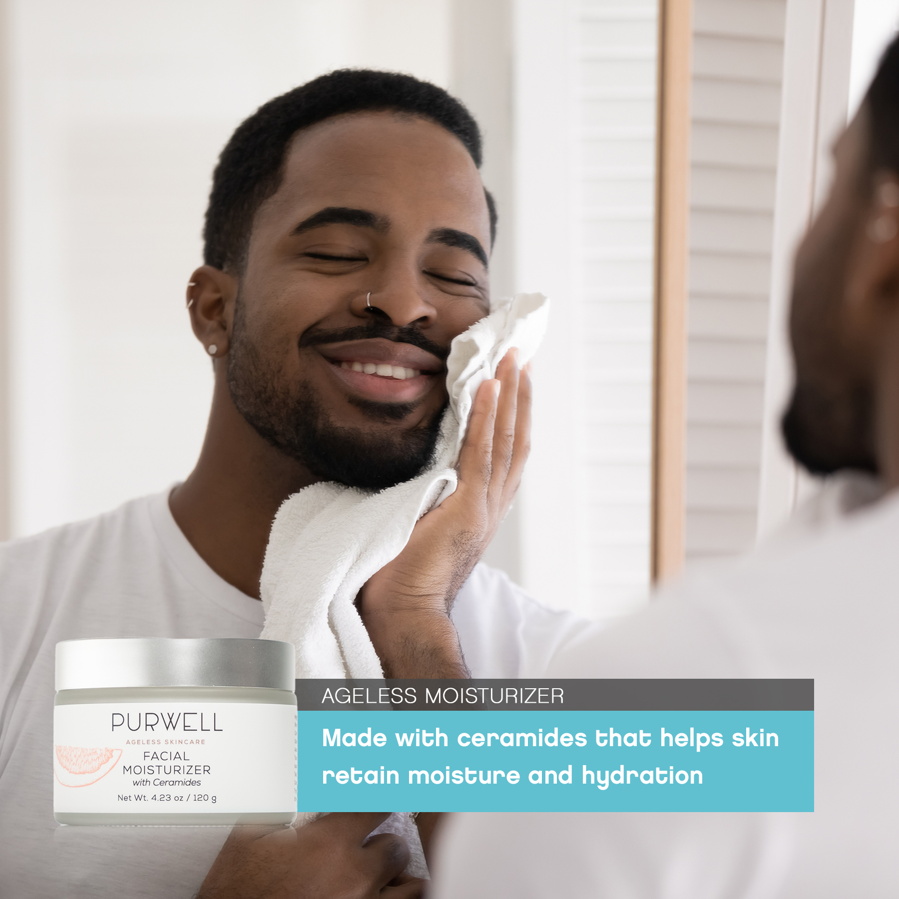 Pur-Well Living Ageless Skincare Facial Moisturizer with Ceramides