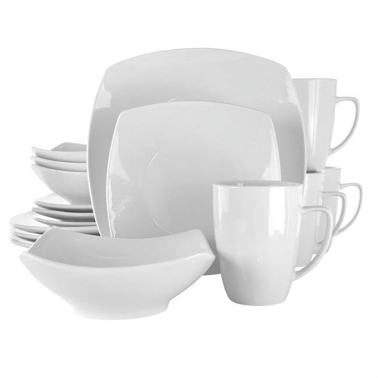 Hayes Square Porcelain Dinnerware Set, White - 16 Piece