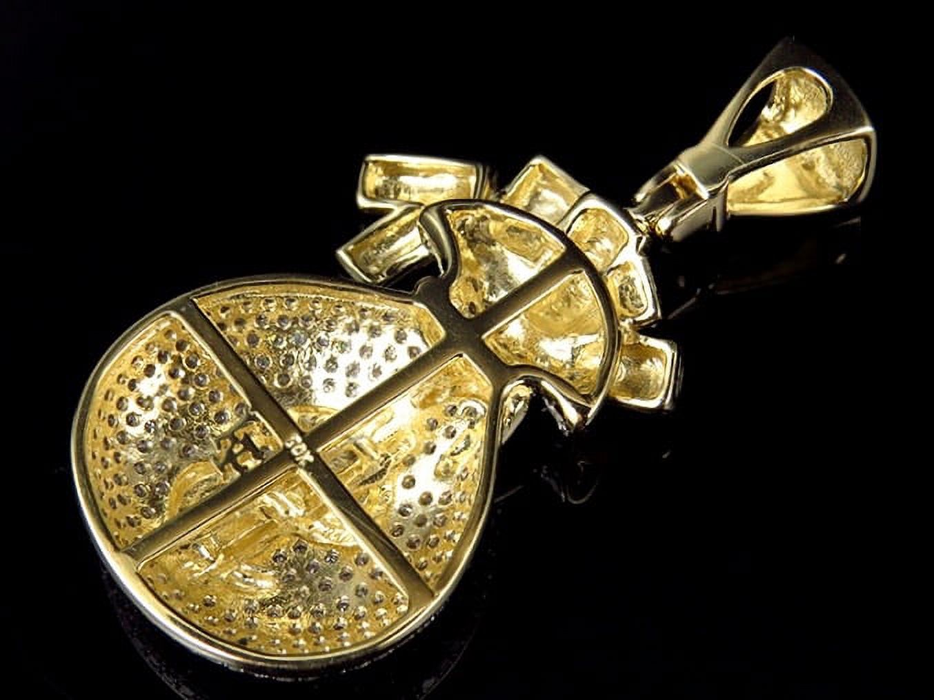 10K Yellow Gold Genuine Diamond Money Bag 1.5 Inch Charm Pendant (1.75ct)
