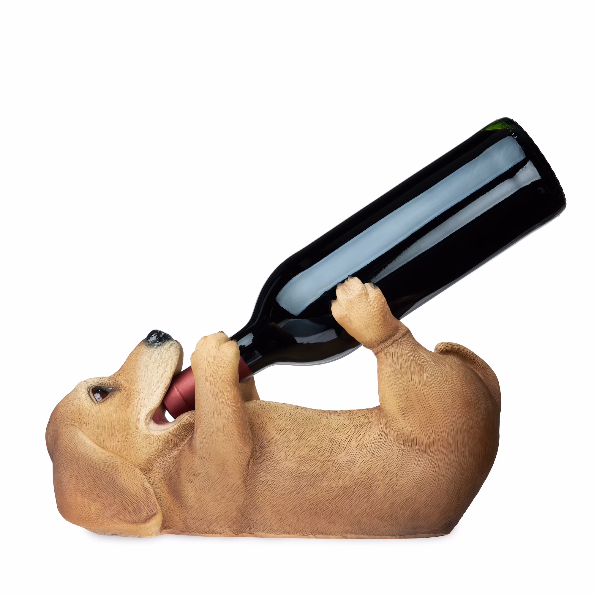 True Dachshund Polyresin Wine Bottle Holder Set of 1, Yellow, Holds 1 Standard Wine Bottle