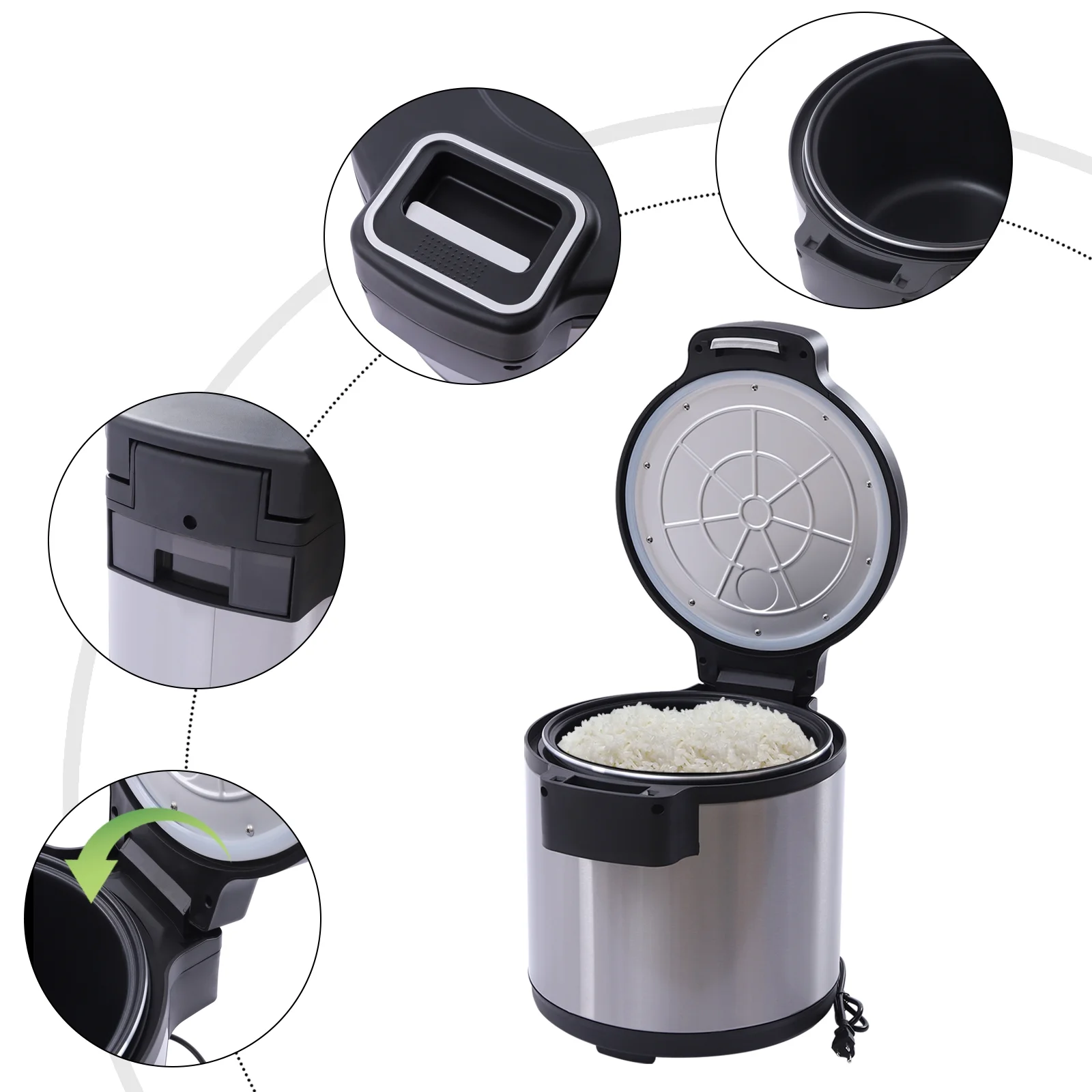 Miumaeov Dual Temperature Control Rice Warmer with Non-stick Inner Pot, Four-dimensional Insulation Commercial Electric Rice Warmer for Restaurant (19L/20QT)