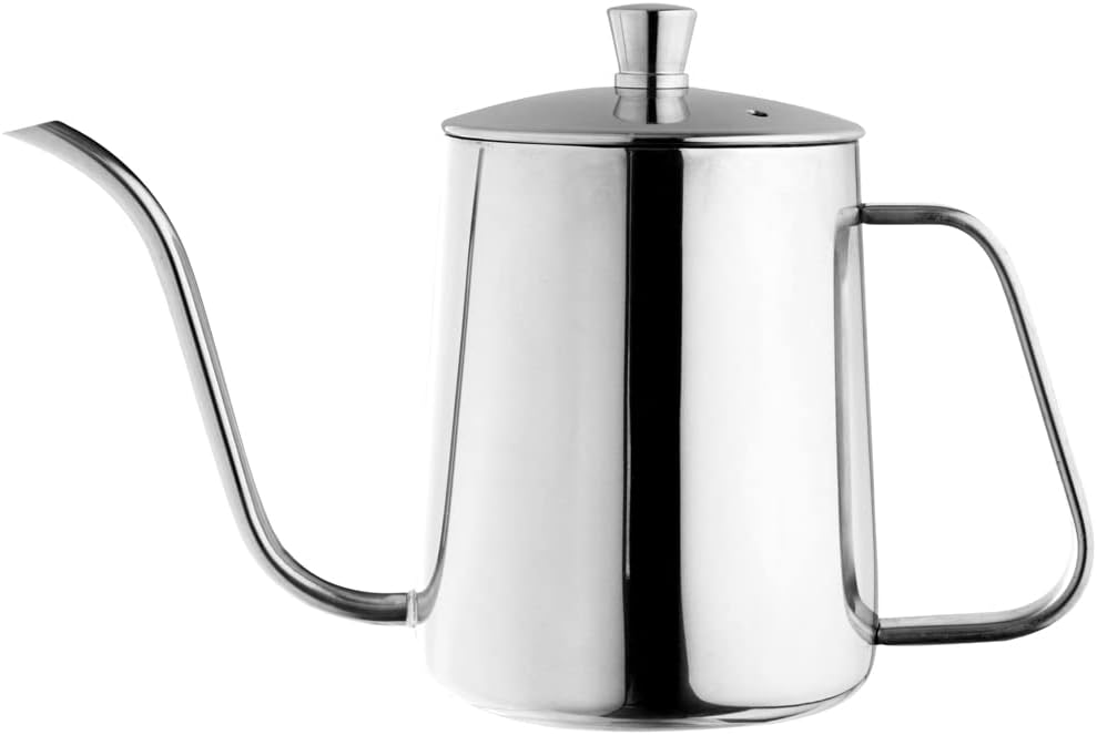 Restpresso 12 Ounce Gooseneck Kettle, 1 Dishwashable Pour Over Kettle - With Thermometer Hole, Non-Stick Coating, Stainless Steel Stovetop Kettle, Built-In Handle, -