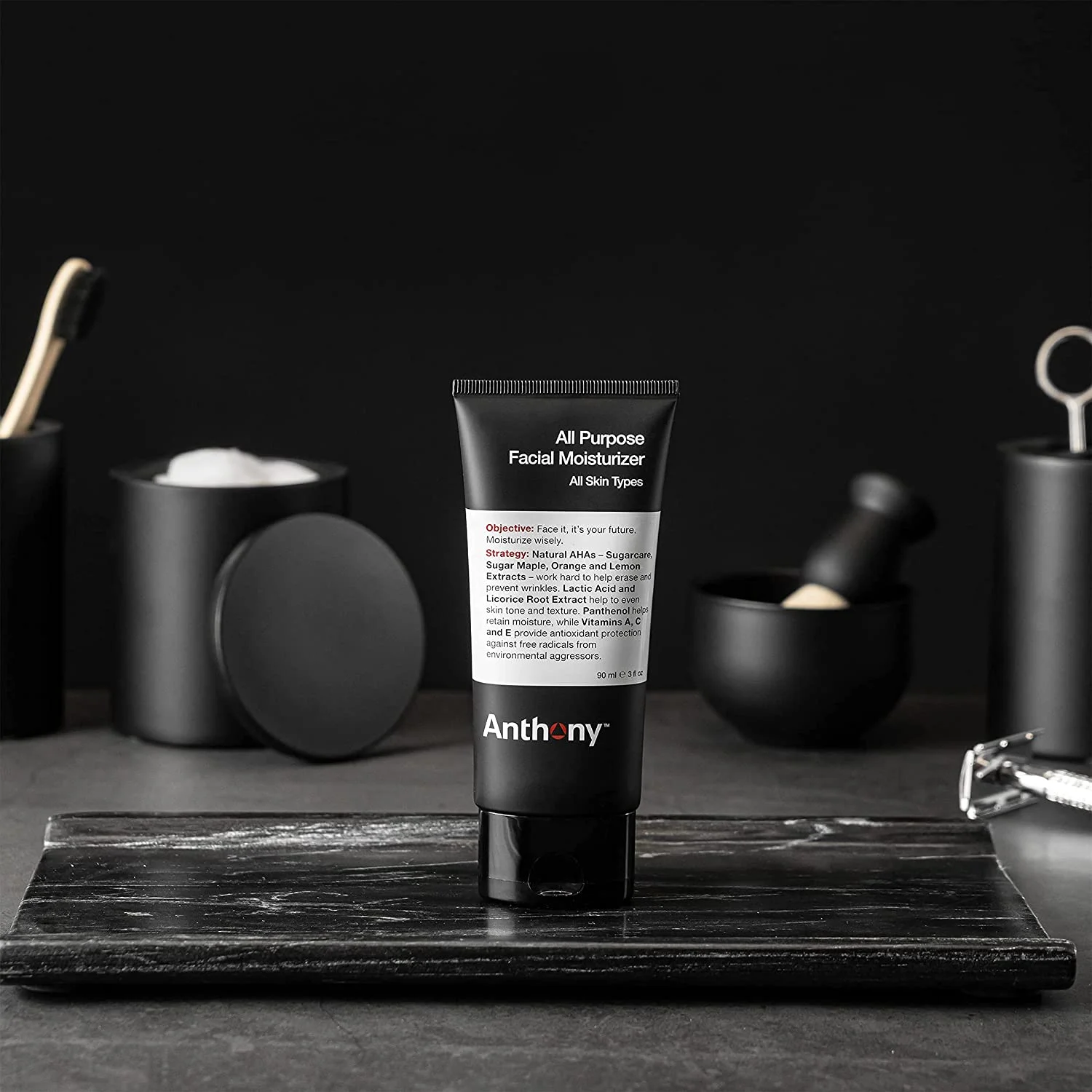 Anthony All-Purpose Facial Moisturizer – Men’s Hydrating Lotion for Dry Skin – Lightweight, Non-Comedogenic, Anti-Aging Formula – 3 Fl. Oz Pack of 2