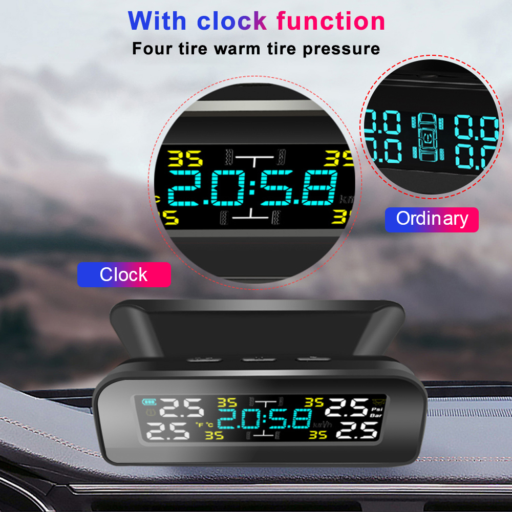 Willstar Wireless Solar Tire Pressure Monitoring System Auto Car Windshield LCD TPMS 4 External Sensors