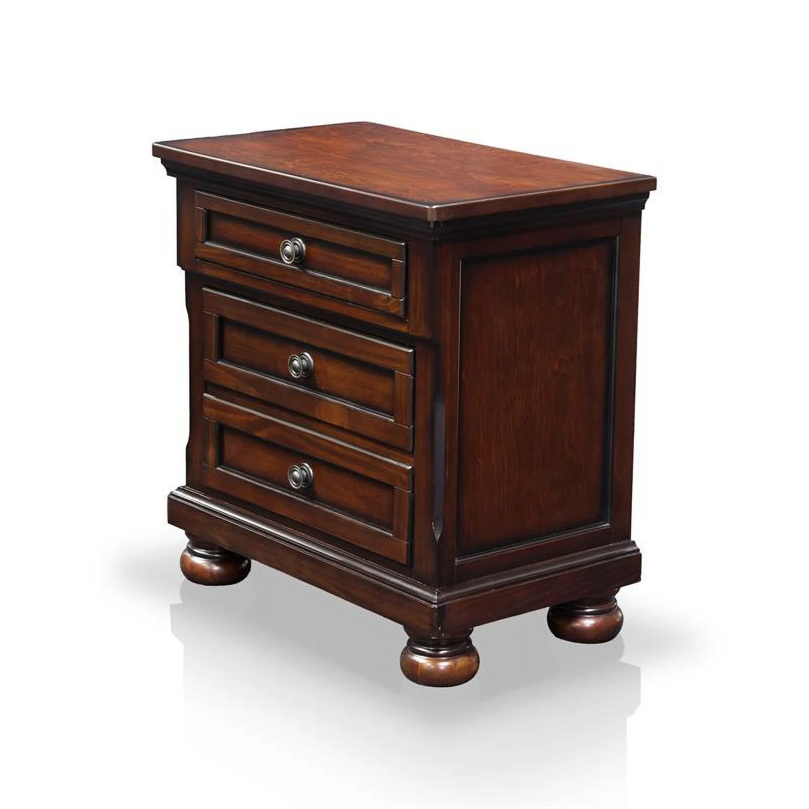 FOA Caiden 2pc Dark Cherry Solid Wood Bedroom Set - Nightstand + Dresser