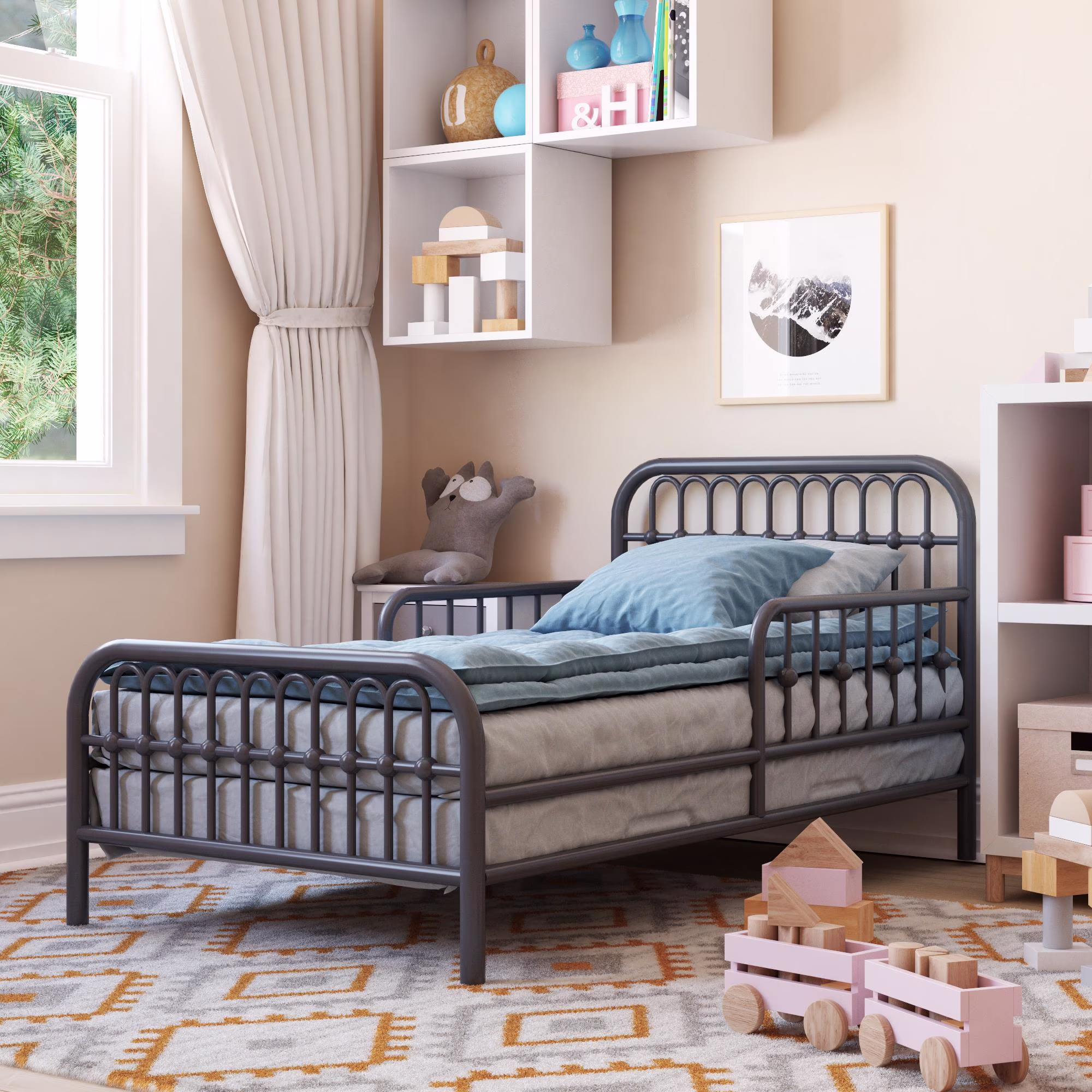 Little Seeds Monarch Hill Ivy Metal Toddler Bed, Graphite Gray