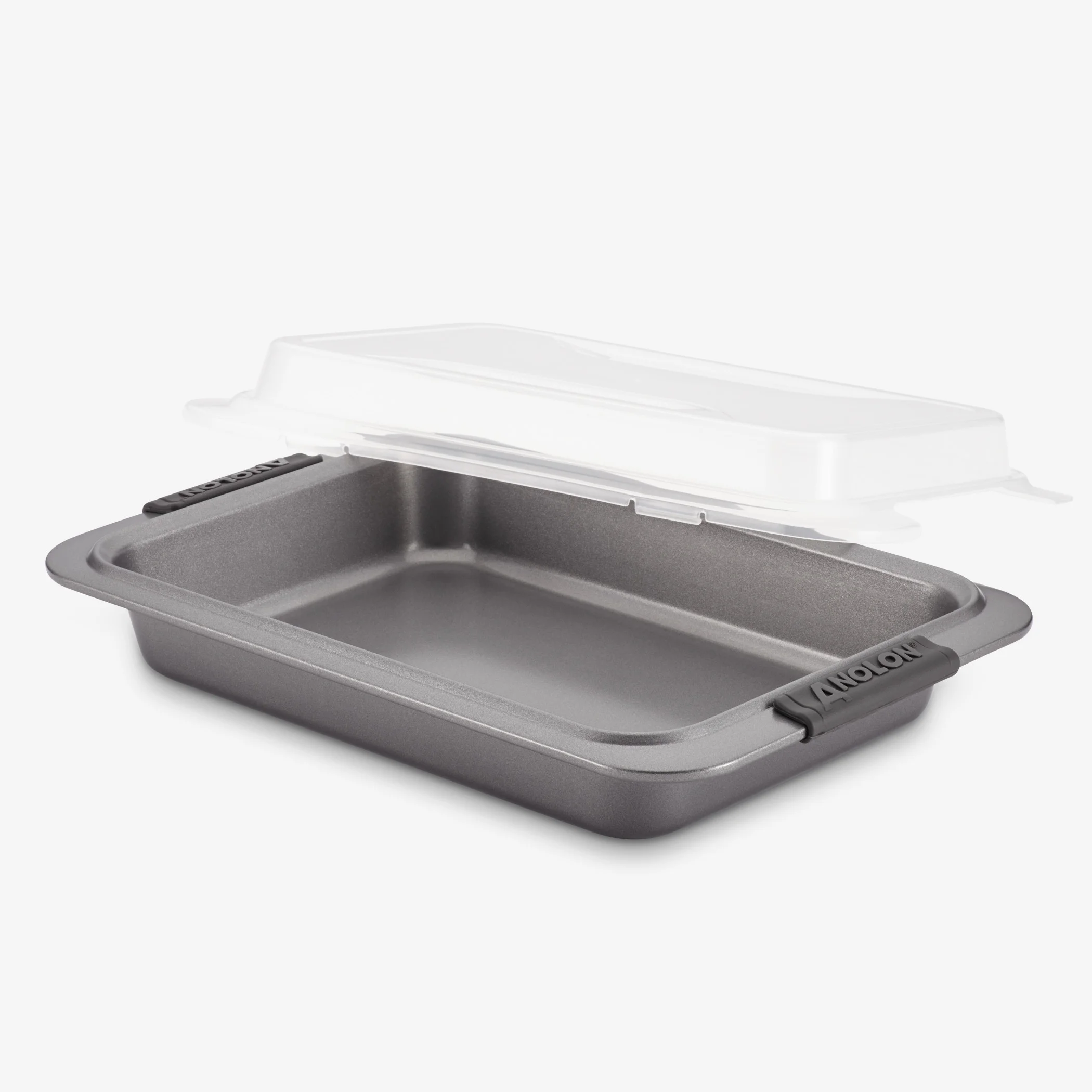 Anolon Advanced Bakeware Nonstick Cake Pan with Lid, 9-Inch x 13-Inch, Gray with Silicone Grips