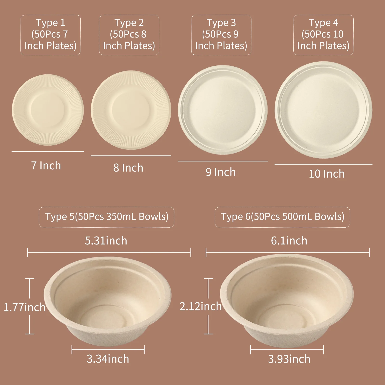 50PCS Disposable 8 Inch Plates Disposable Paper Tableware Set Ecological Birthday Dinnerware for Barbecues Camping Picnics Party