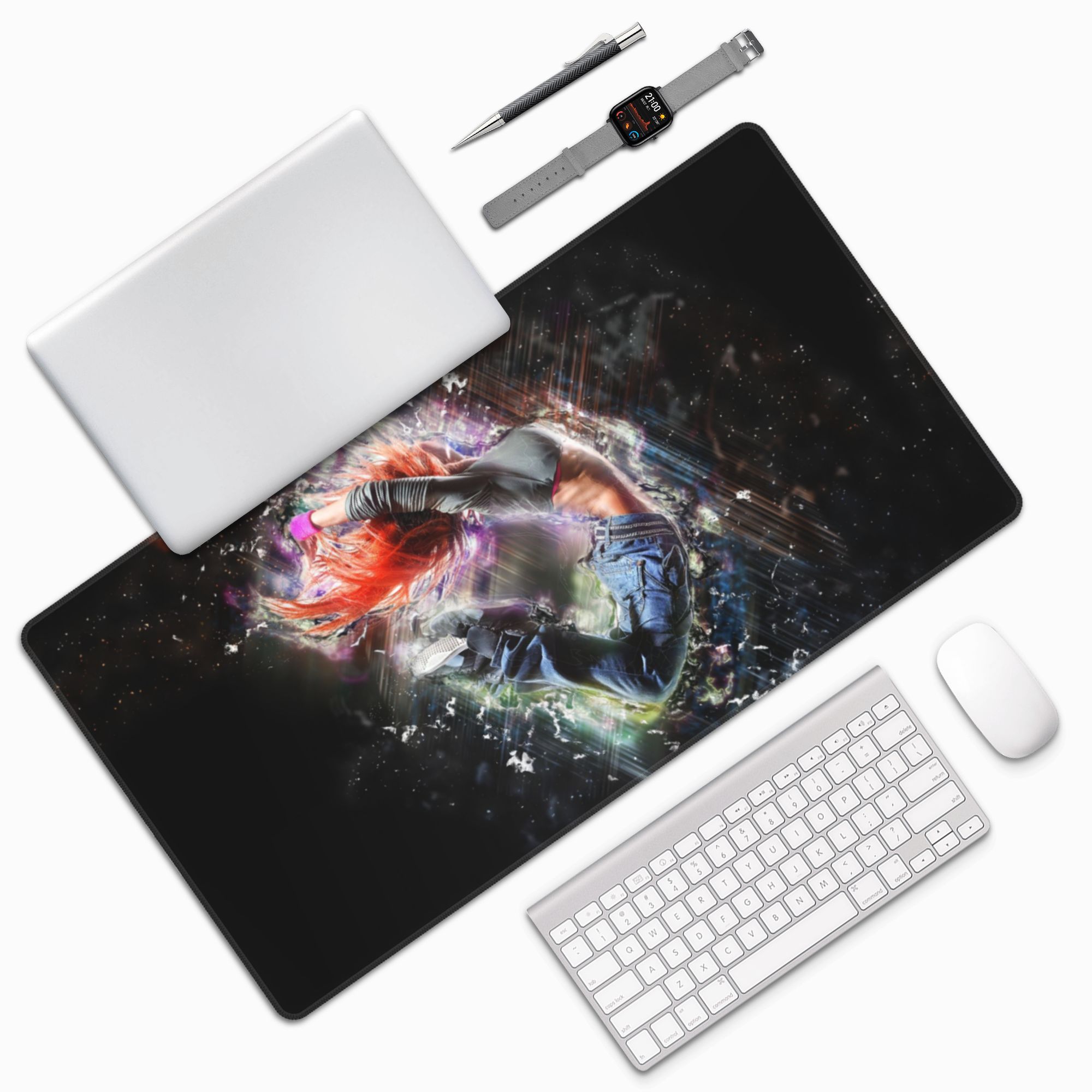 Large Mouse Pad, Dancing Girl Jump Female Non-Slip Waterproof Rubber Keyboard Office Desk Pads Mousepad, 29.5 x 15.8 inches 3mm Thick