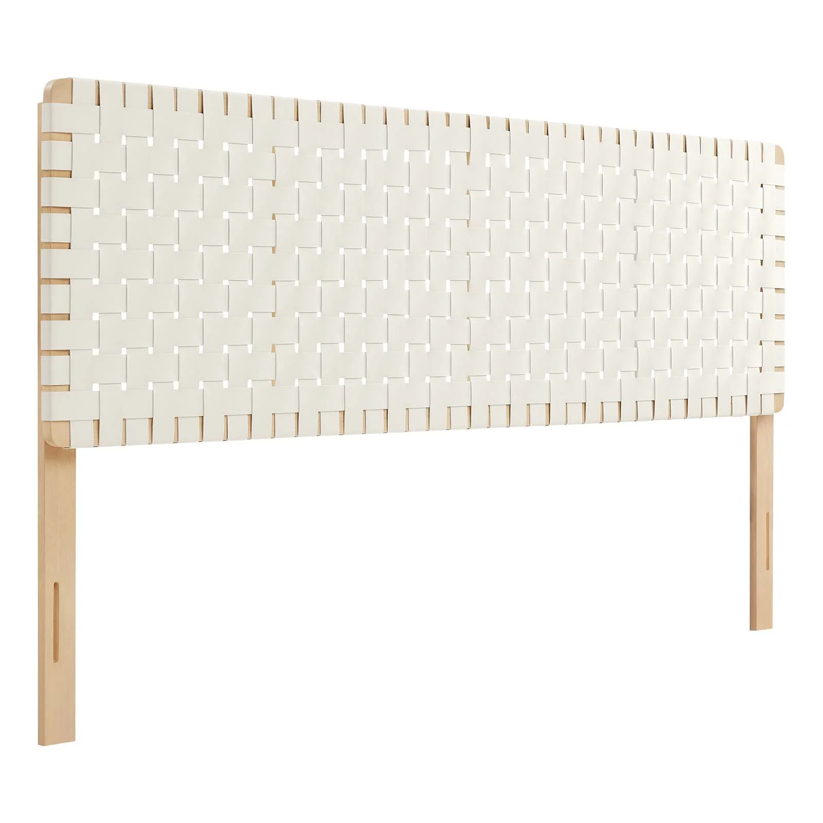 Modway Sparta Weave King Vegan Leather Headboard in Natural Beige