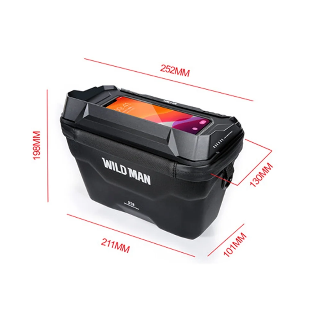 WILD MAN Bike Handlebar Bag Front Phone Bag EVA Cycling Storage Bag 3L Waterproof with Touchscreen Quick Release Design for Mountain Road Bike Electric Scooter