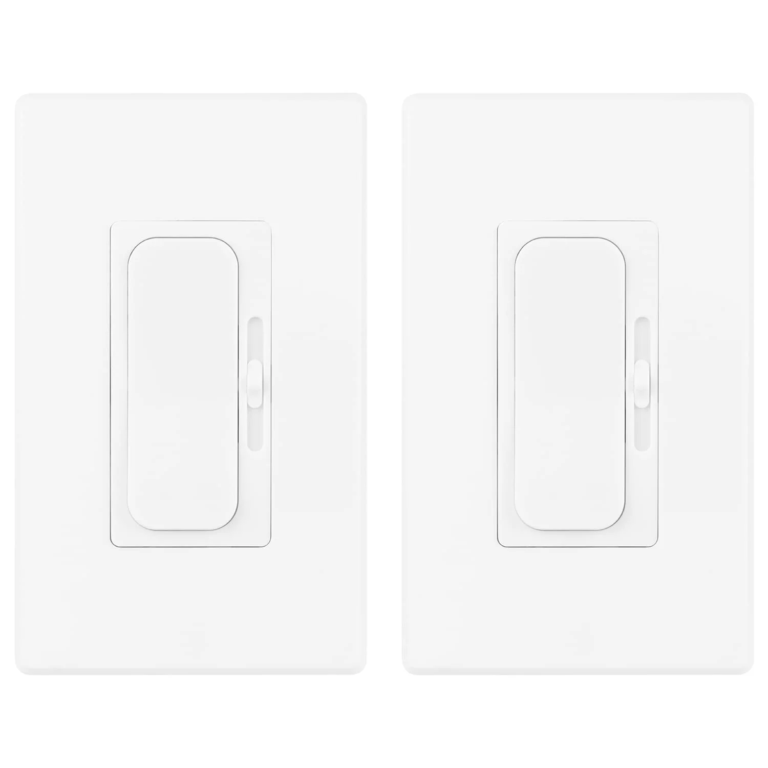 LED Dimmer Switch - On/Off Wall Dimmer Switch with Dimmable Slide, for LED/CFL/Incandescent/Halogen Bulbs - 3 Way Single Pole, 600W max, Cover Plate Included [2-Pack]