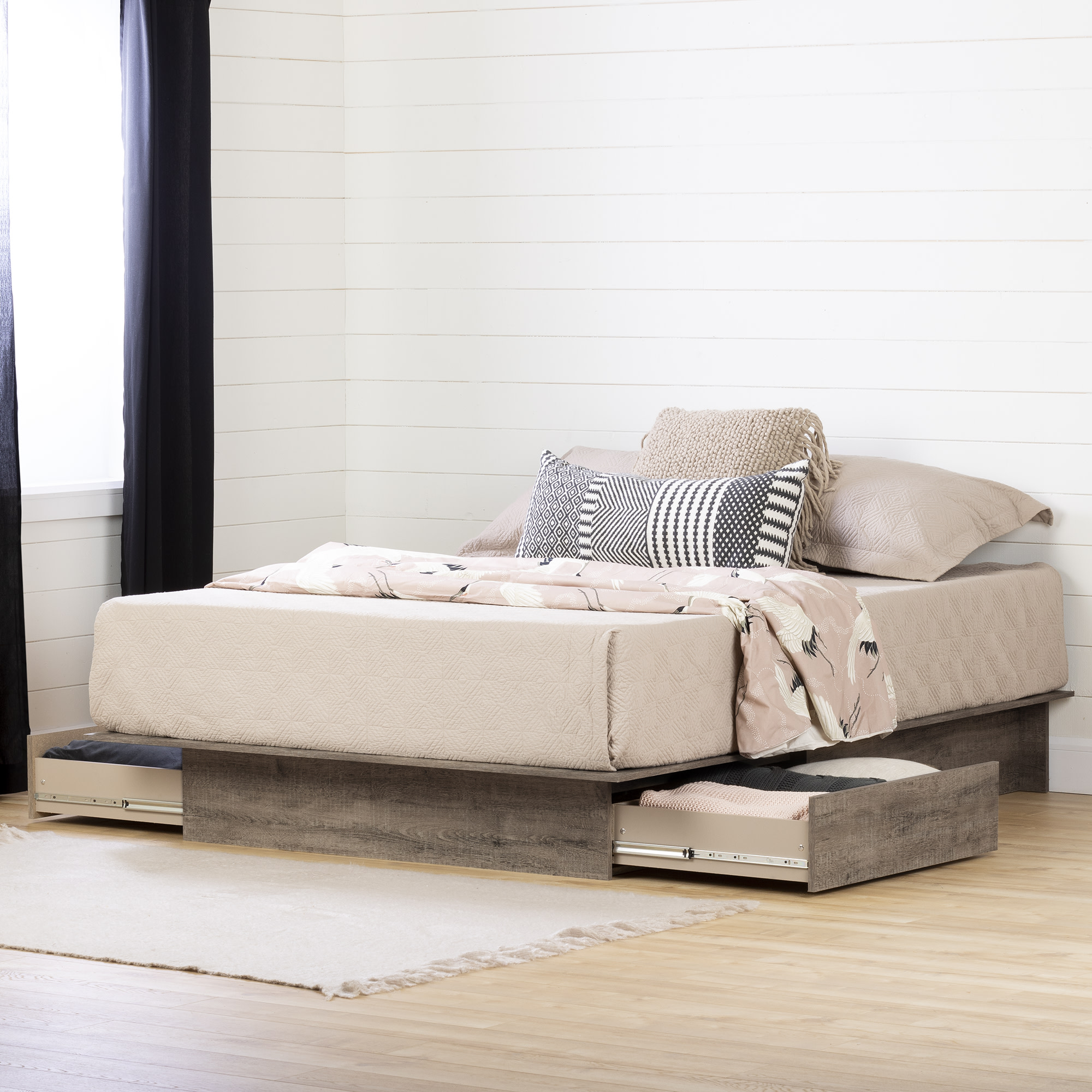 South Shore Step One, Contemporary Bed, Full/Queen Brown