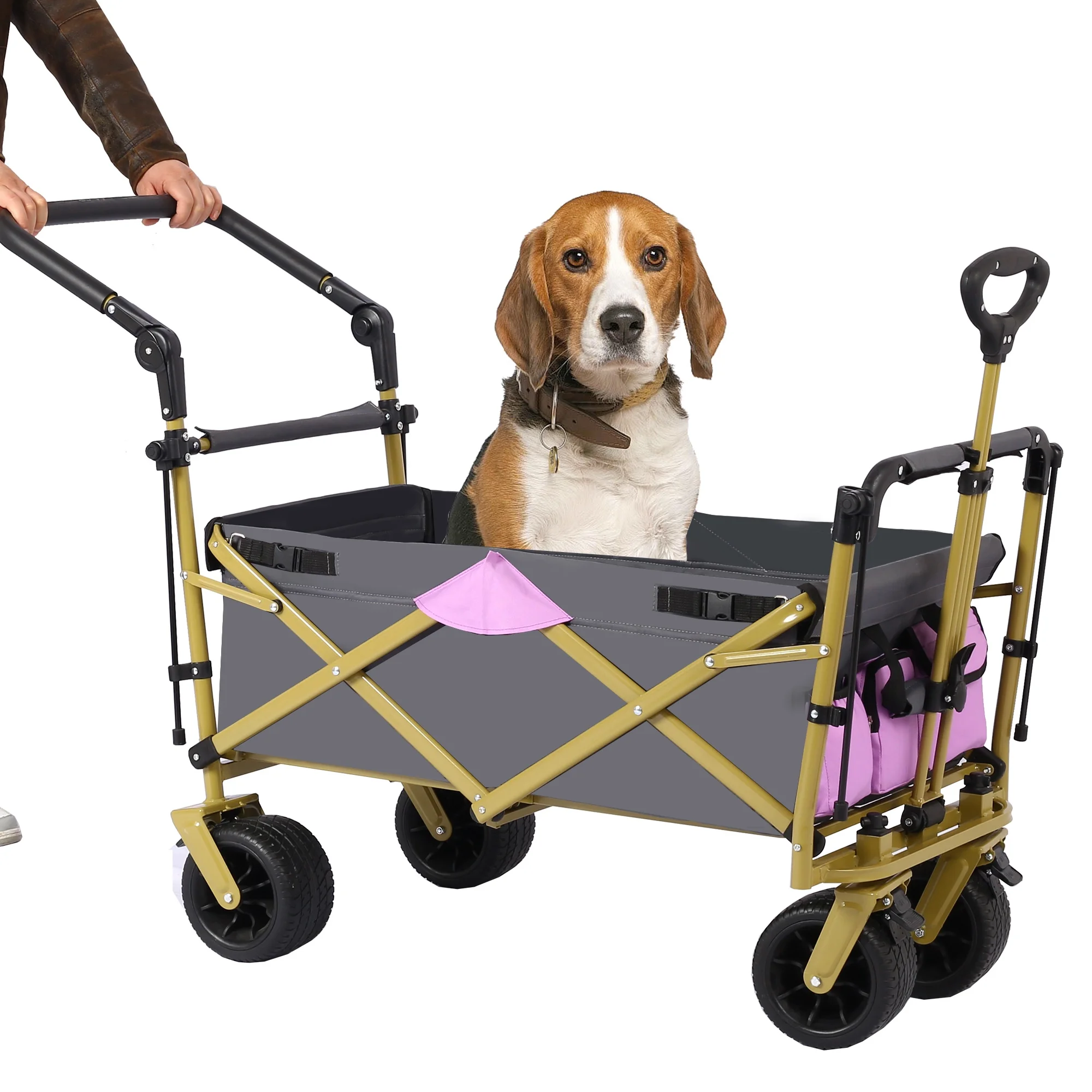 Push & Pull Utility Folding Wagon with Removable Canopy