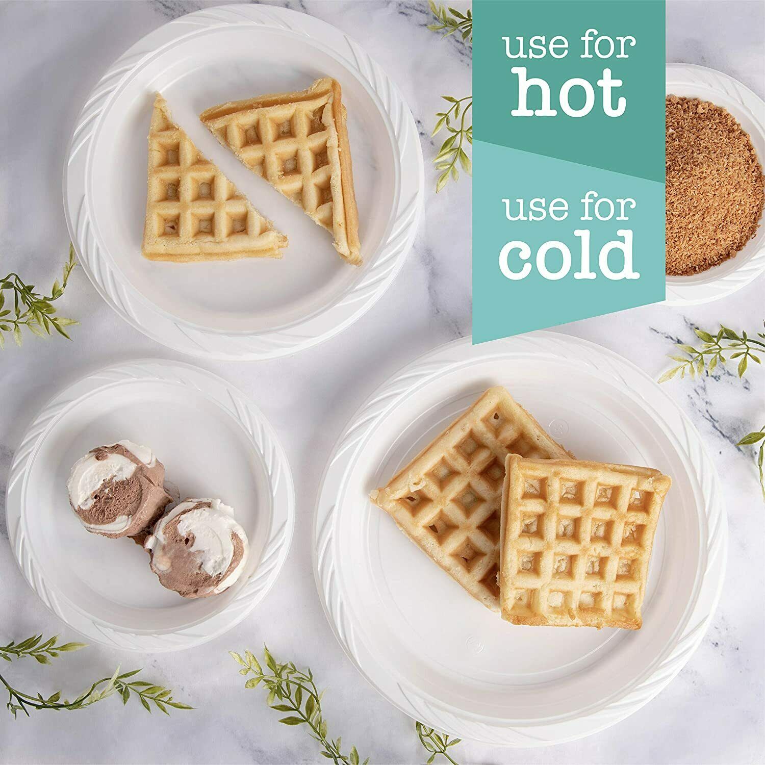 [BULK] 9 inch Round Plastic Plates Microwaveable, Disposable, White, Dinnerware (500)