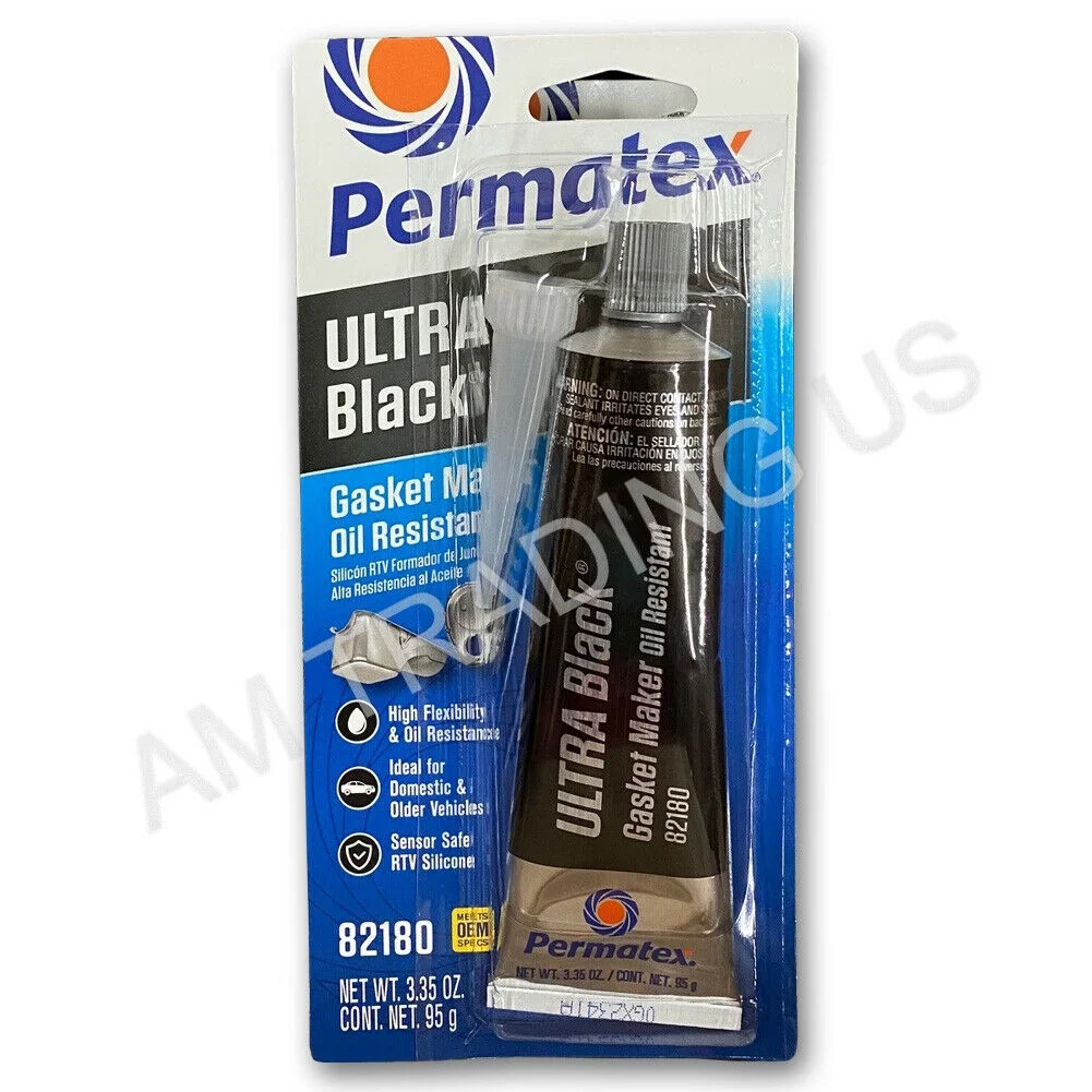 Permatex 82180 Max Oil Resis Ultra Black RTV Silicone Gasket Maker 3.35oz Pack 6