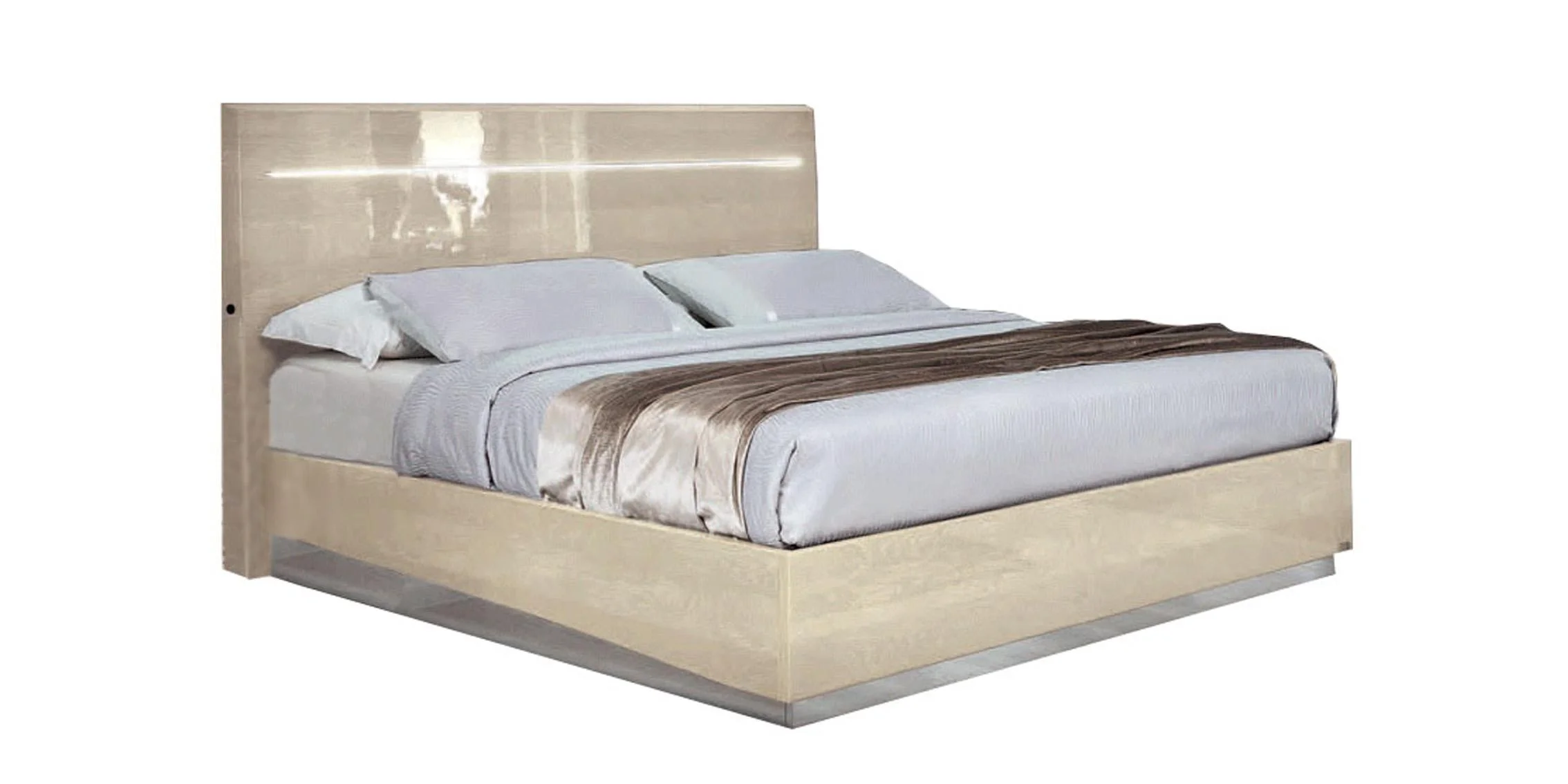 IVORY BETULLIA SABBIA Platinum LEGNO Queen Bed Set 5 Made in Italy Contemporary