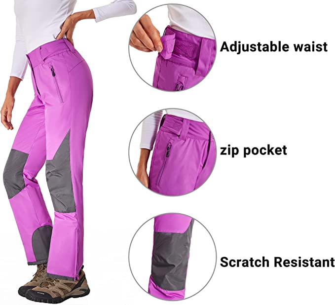 Womens Snow Ski Pants Snowboard Insulated Waterproof Windproof Ripstop Winter Pants