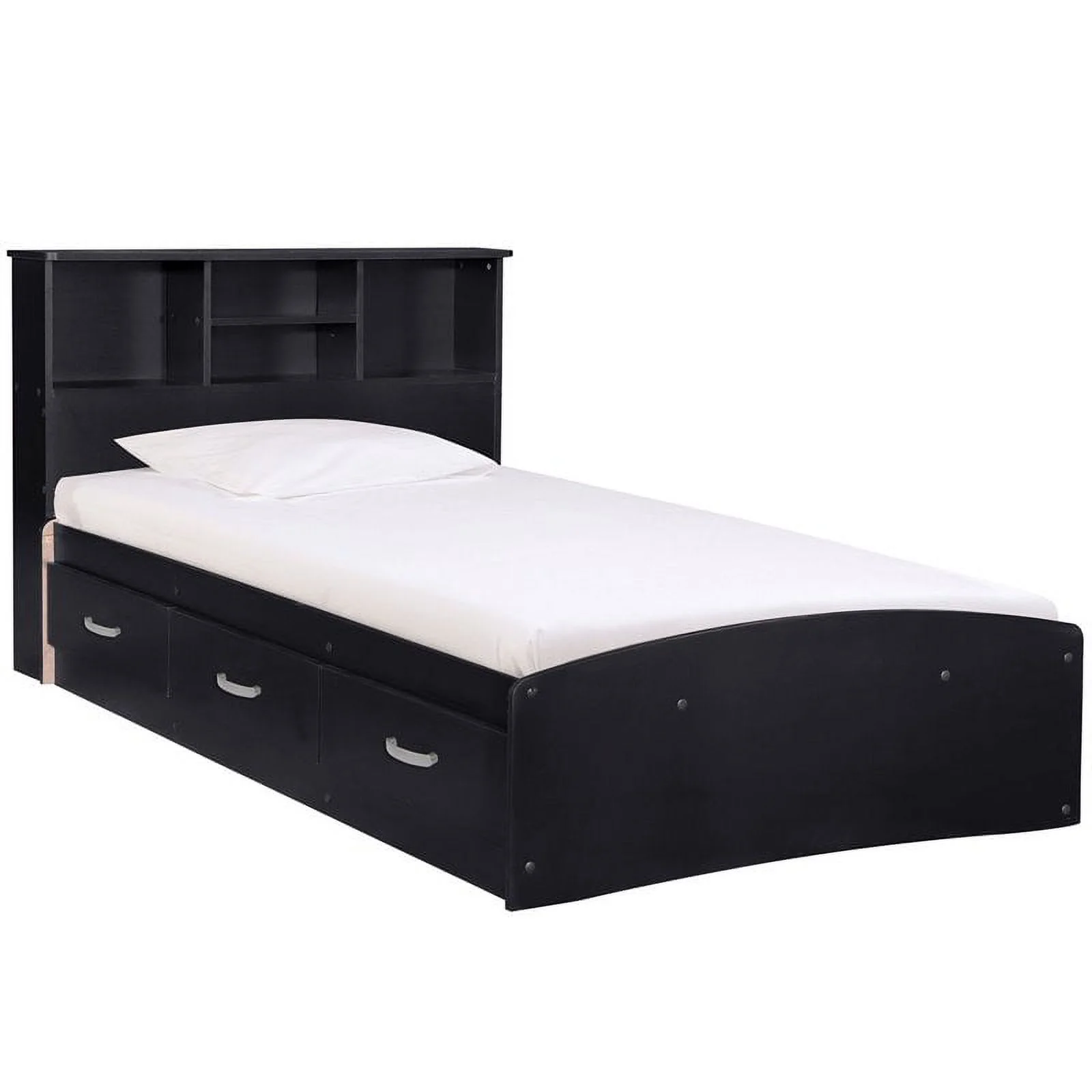 Home Square 2-Piece Set with Twin Captains Bed & 5-Drawer Chest Dresser in Black