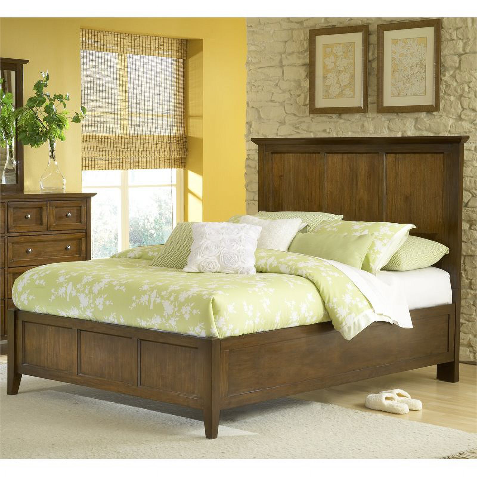 Bowery Hill Modern Mahogany Finish Queen Solid Wood Panel Bed