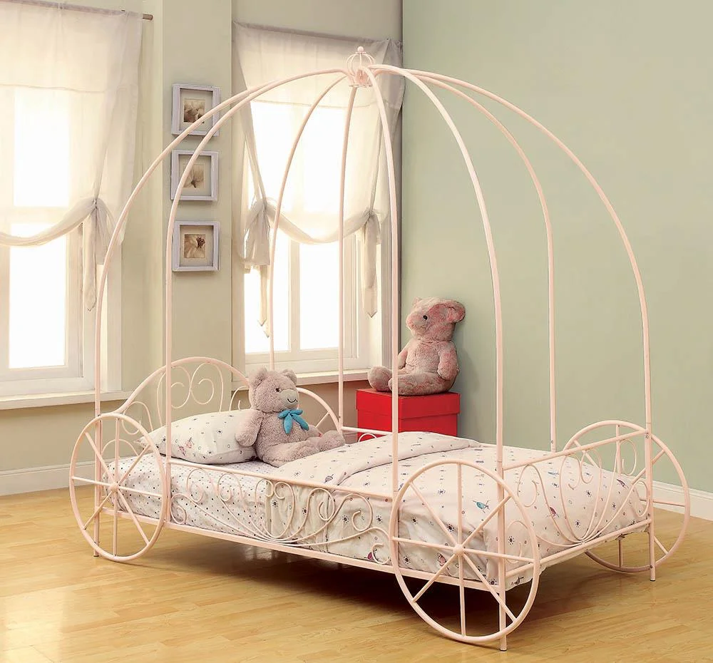 Massi Twin Canopy Bed Powder Pink