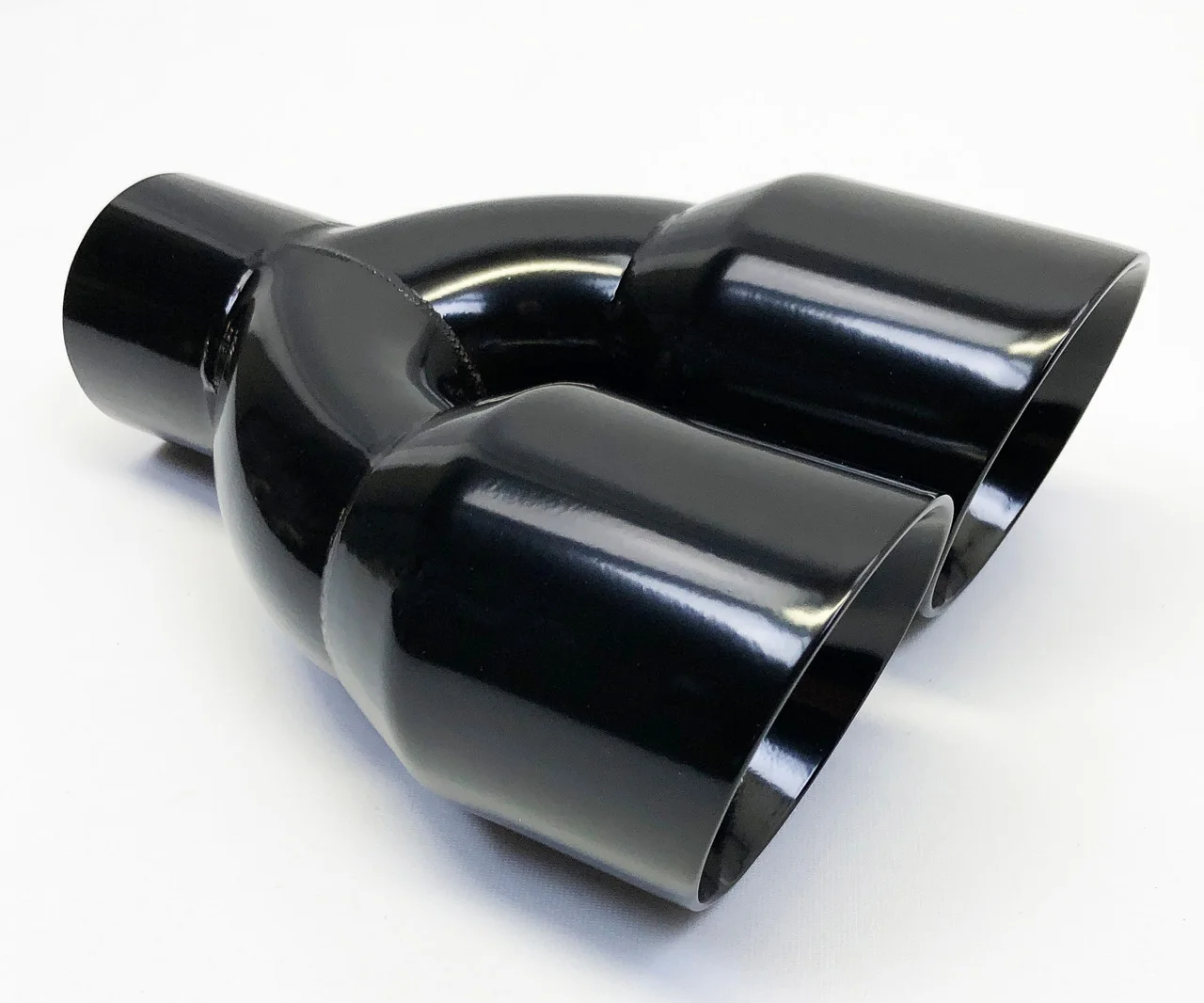 Exhaust Tip 2.50" Inlet 3.50" Outlet 9.50" long Dual Round Slant High Temperature Black Black Stainless Steel  WDWDRS35095-250-BK-SS Wesdon Exhaust Tip