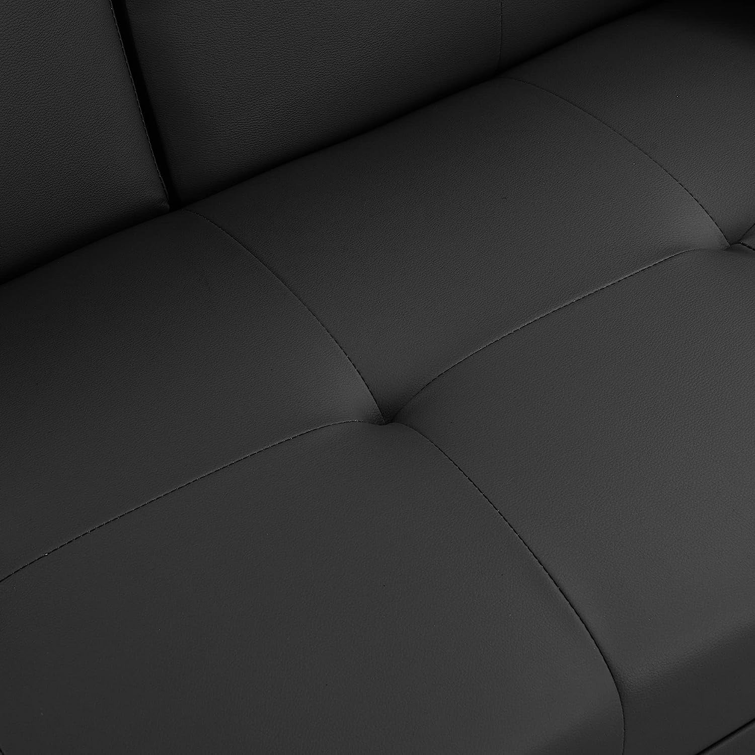 Hbaid Modern Faux Leather Couch Convertible Folding Futon Sofa Bed with 2 Cup Holders, Black