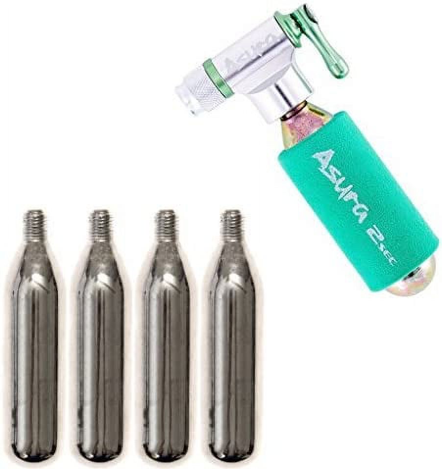 Asura 2sec CO2 Tire Inflator for Presta and Schrader Valves Includes Sleeve Starter Kit with 4 Cartridges