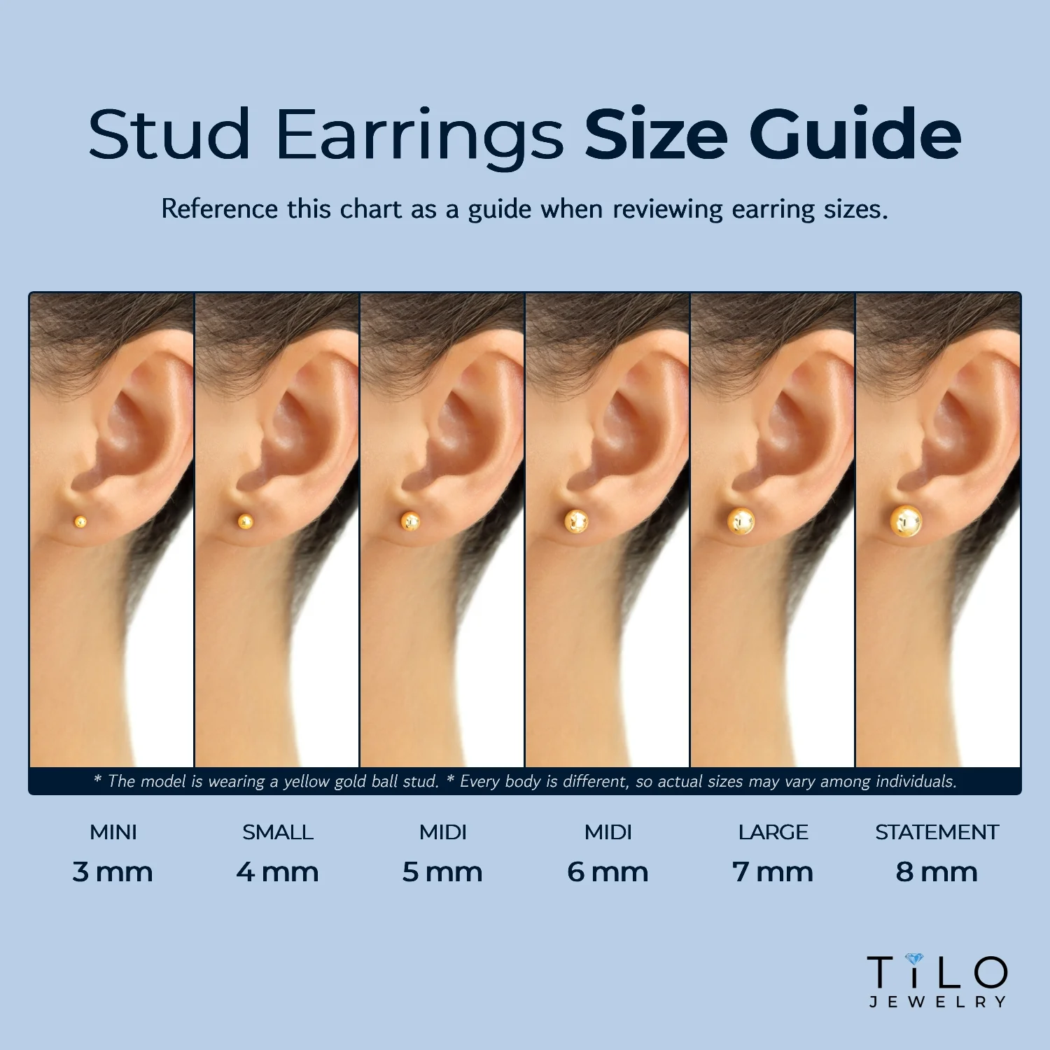 Tilo Jewelry 14k Yellow Gold Polished Ball Stud Earrings with Secure Screw-backs | 7mm | Classic Everyday Earrings | Women, Girls, Men, Unisex