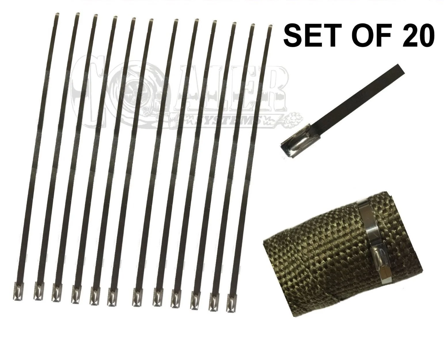 20 PCS STAINLESS STEEL CABLE TIES STRAP LOCKING EXHAUST PIPE HEADER 12