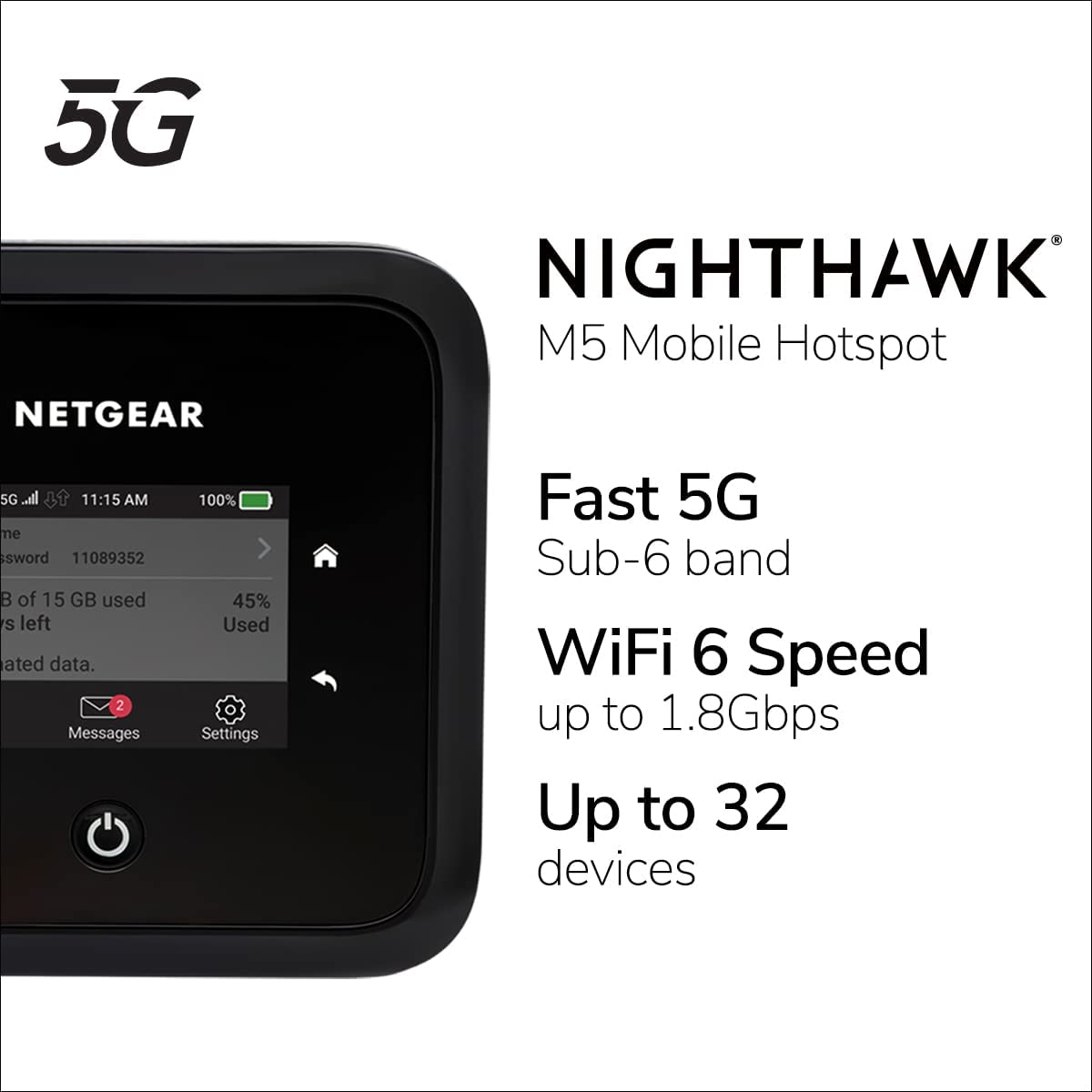 NETGEAR Nighthawk M5 MR5200 Wi-Fi 6 IEEE 802.11ax Cellular Wireless Router