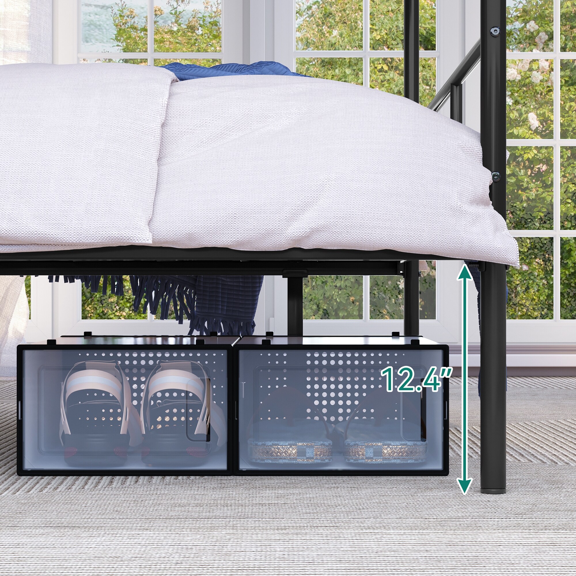 Queen Bed Frame Metal Canopy Four Poster Bed Frame